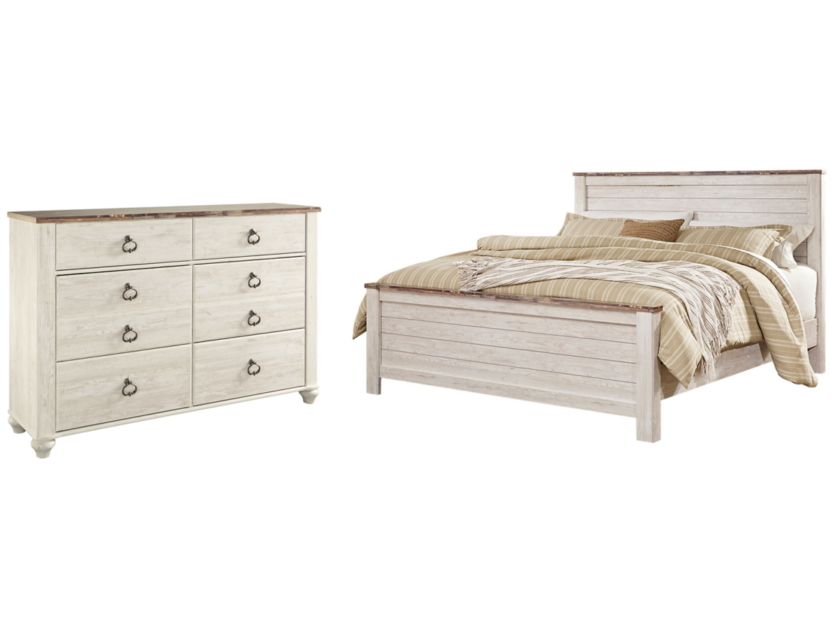 Signature Design by Ashley Willowton Queen Panel Bed with Dresser - King