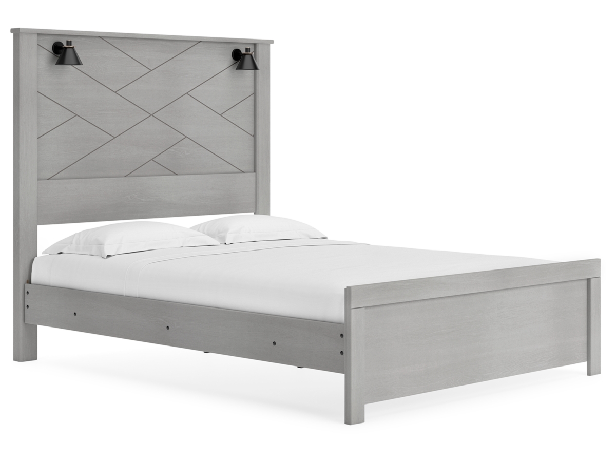 Signature Design by Ashley Cottonburg Queen Panel Bed with Sconce Lights - Queen
