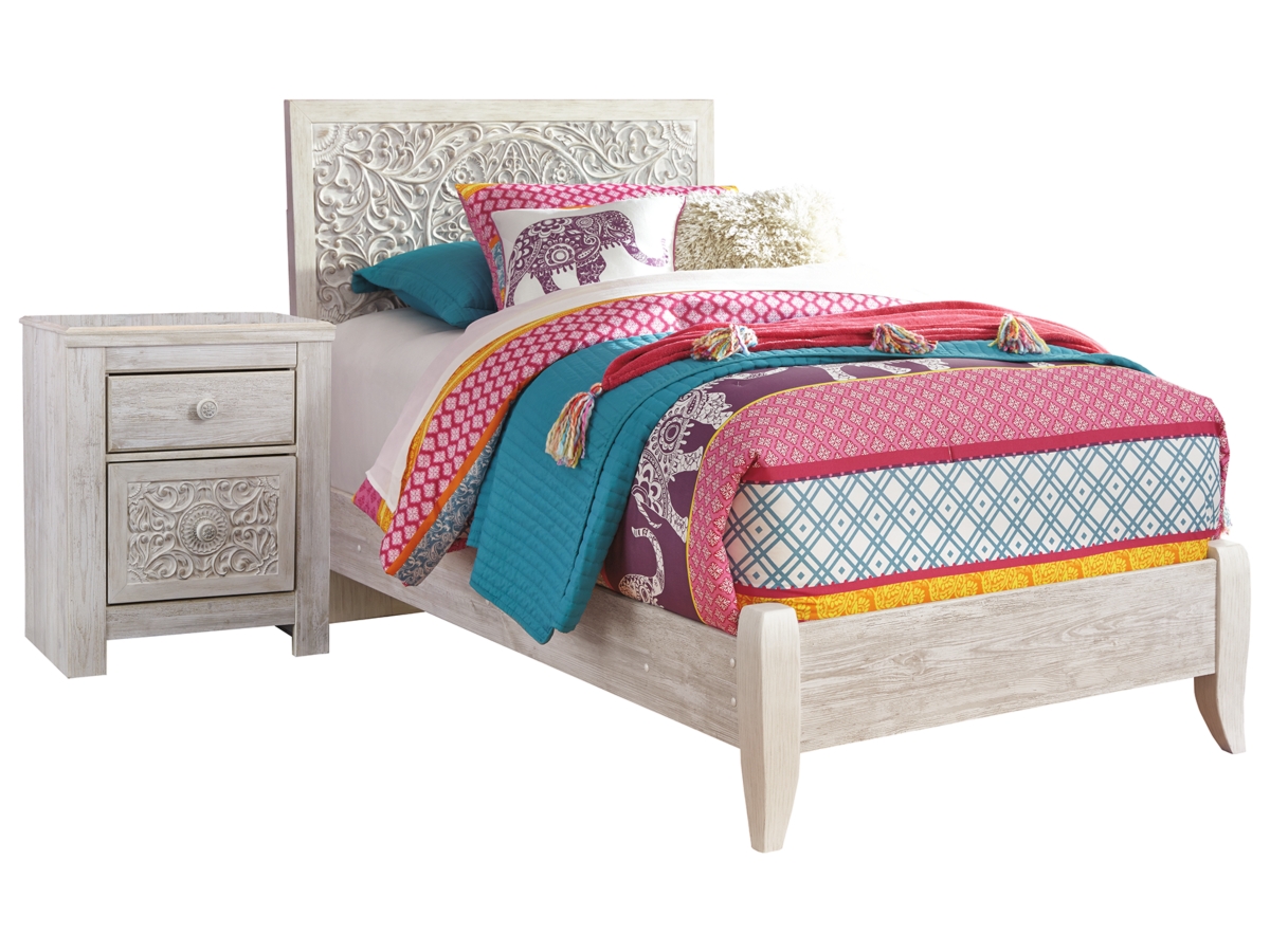 Signature Design by Ashley Paxberry Twin Panel Bed with Nightstand - Twin