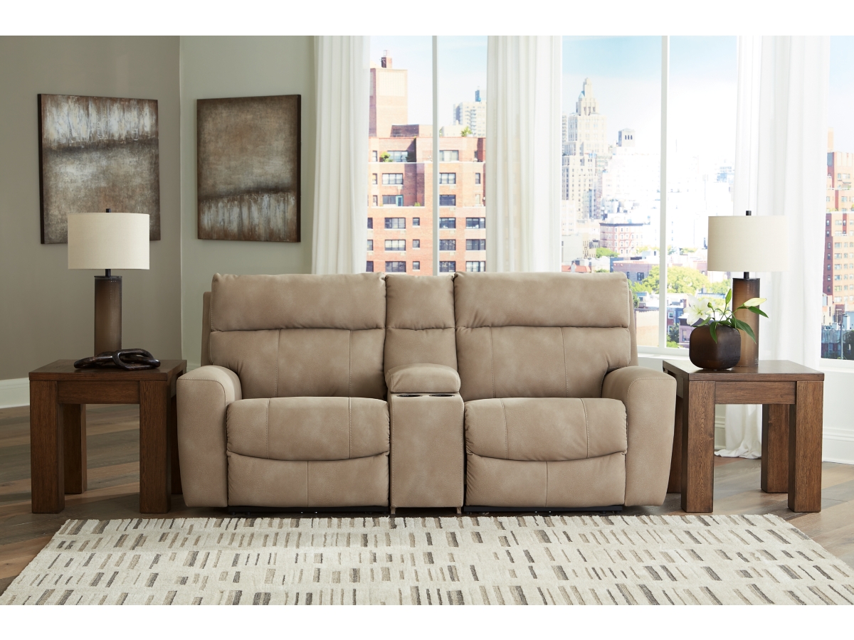 Signature Design by Ashley Next-Gen DuraPella Performance Fabric 3-Piece Dual Power Reclining Modular Loveseat with Console