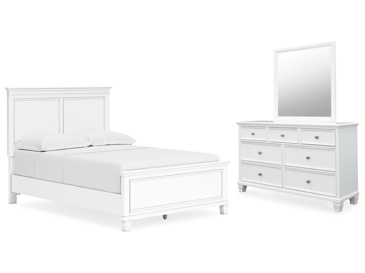 Signature Design by Ashley Fortman Queen Panel Bed with Mirrored Dresser - Full