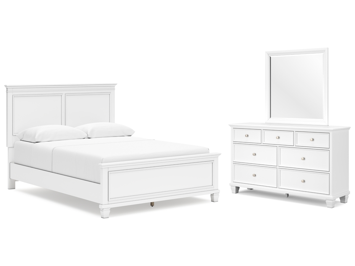 Signature Design by Ashley Fortman Queen Panel Bed with Mirrored Dresser - Queen