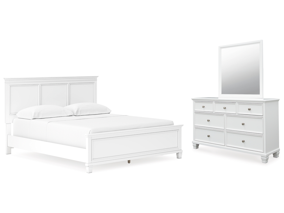 Signature Design by Ashley Fortman Queen Panel Bed with Mirrored Dresser - California King