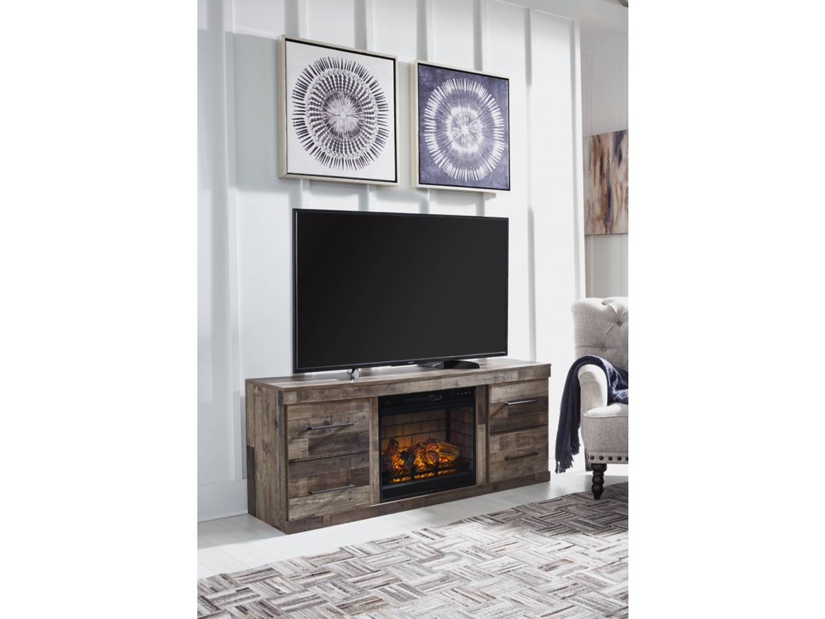 Signature Design by Ashley Derekson 2 Door 60" TV Stand with LED Electric Fireplace Insert