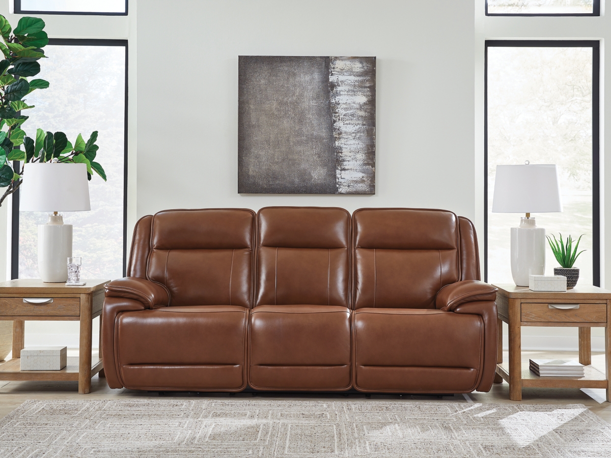 Signature Design by Ashley Healy Pier Dual Power Leather Reclining Sofa