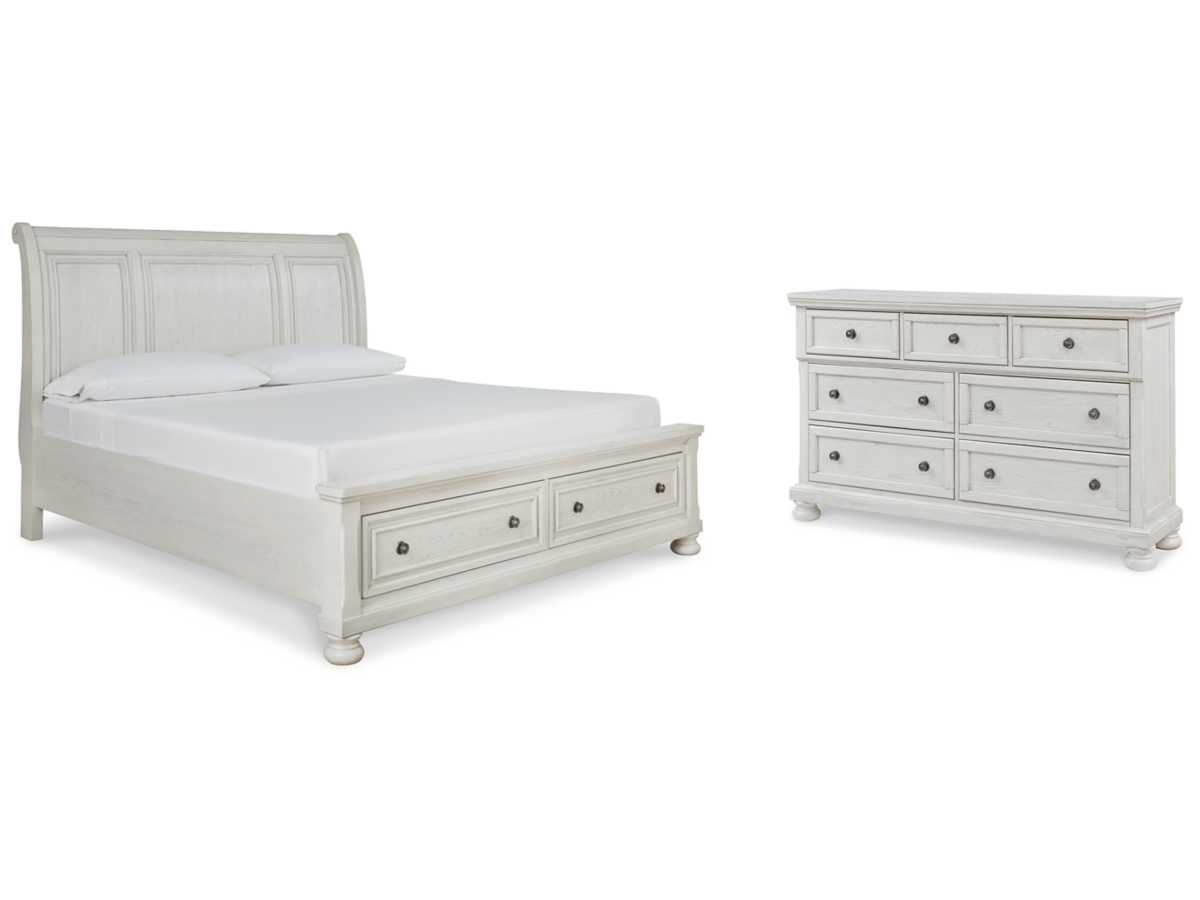 Signature Design by Ashley Robbinsdale California King Sleigh Bed with Storage with Mirrored Dresser