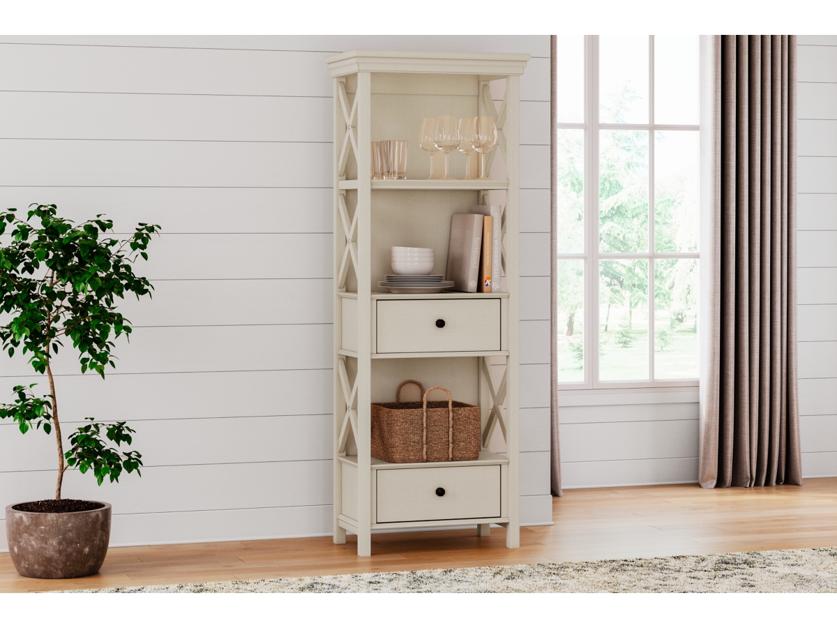 Signature Design by Ashley Bolanburg Tall Display Cabinet with 2 Drawers and 3 Shelves