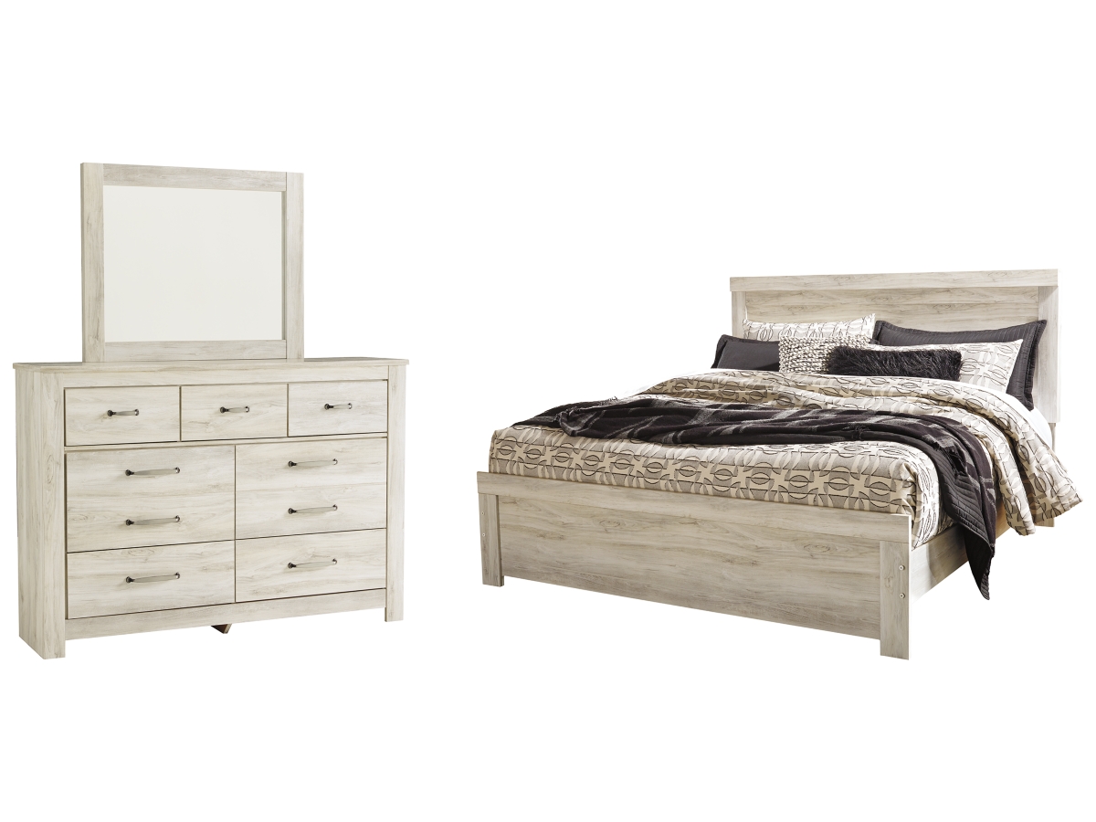 Signature Design by Ashley Bellaby Queen Panel Bed with Mirrored Dresser - King