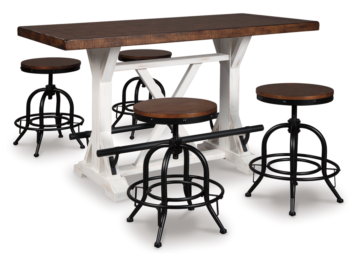 Signature Design by Ashley Valebeck Counter Height Dining Table and 4 Barstools
