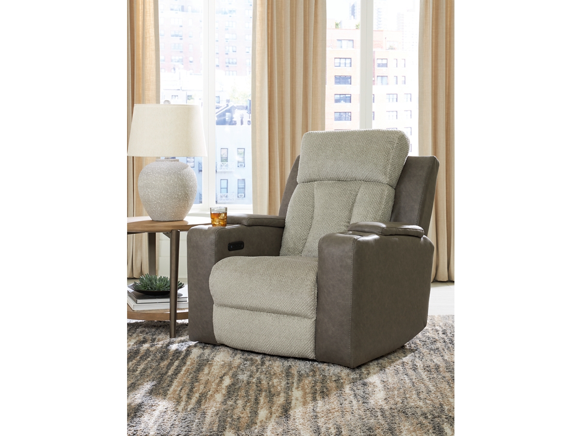 Signature Design by Ashley Stately Check Dual Power Recliner