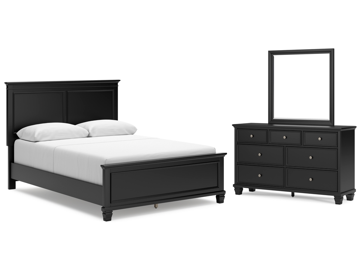 Signature Design by Ashley Lanolee Queen Panel Bed with Mirrored Dresser - Queen