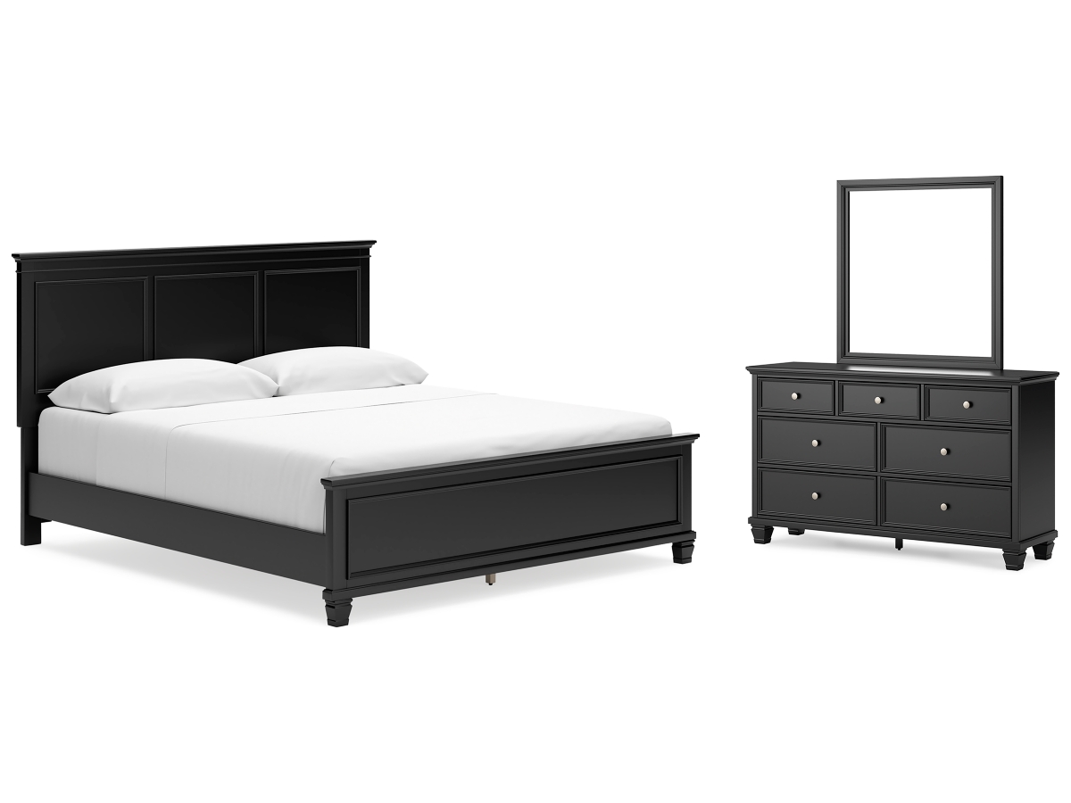 Signature Design by Ashley Lanolee Queen Panel Bed with Mirrored Dresser - California King