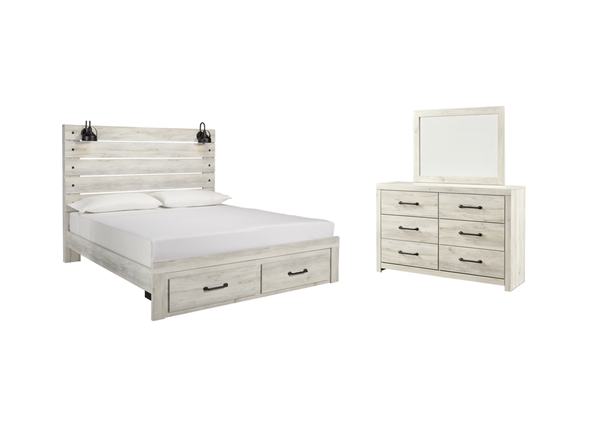 Signature Design by Ashley Cambeck King Panel Bed with 2 Storage Drawers with Mirrored Dresser