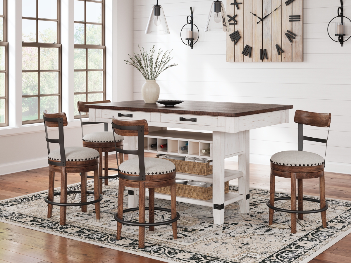 Signature Design by Ashley Valebeck Counter Height Dining Table and 4 Barstools