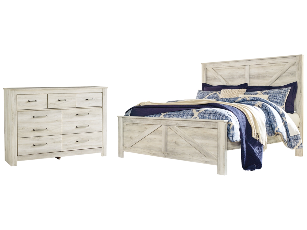 Signature Design by Ashley Bellaby King Crossbuck Panel Bed with Dresser