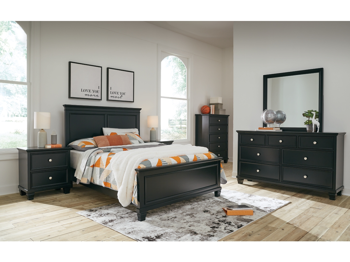 Signature Design by Ashley Lanolee Queen Panel Bed with Mirrored Dresser, Chest and 2 Nightstands - Full