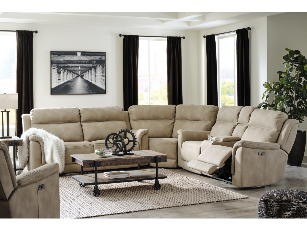 Ashley Next-Gen DuraPella Performance Fabric Dual Power Reclining 3-Piece Sectional with Recliner