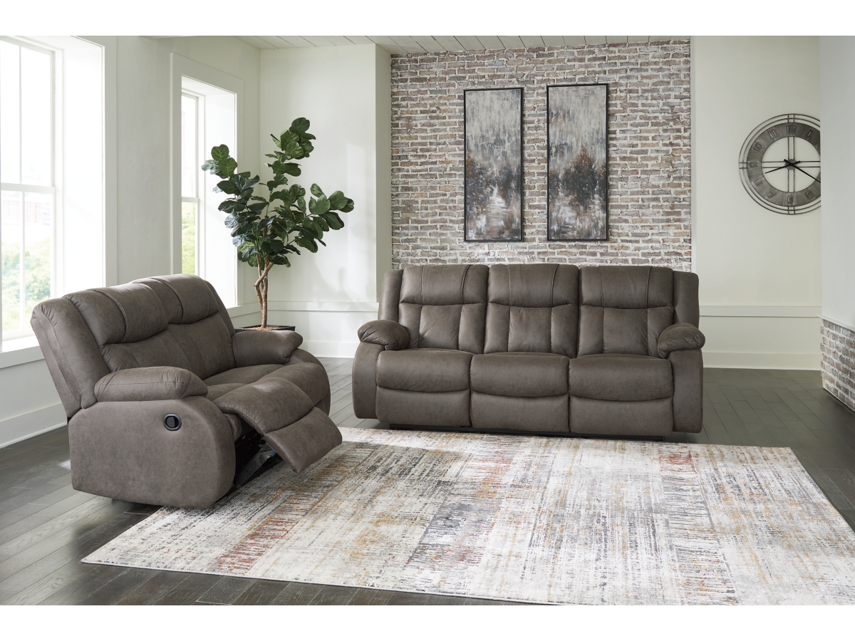 Ashley First Base Manual Reclining Sofa and Loveseat