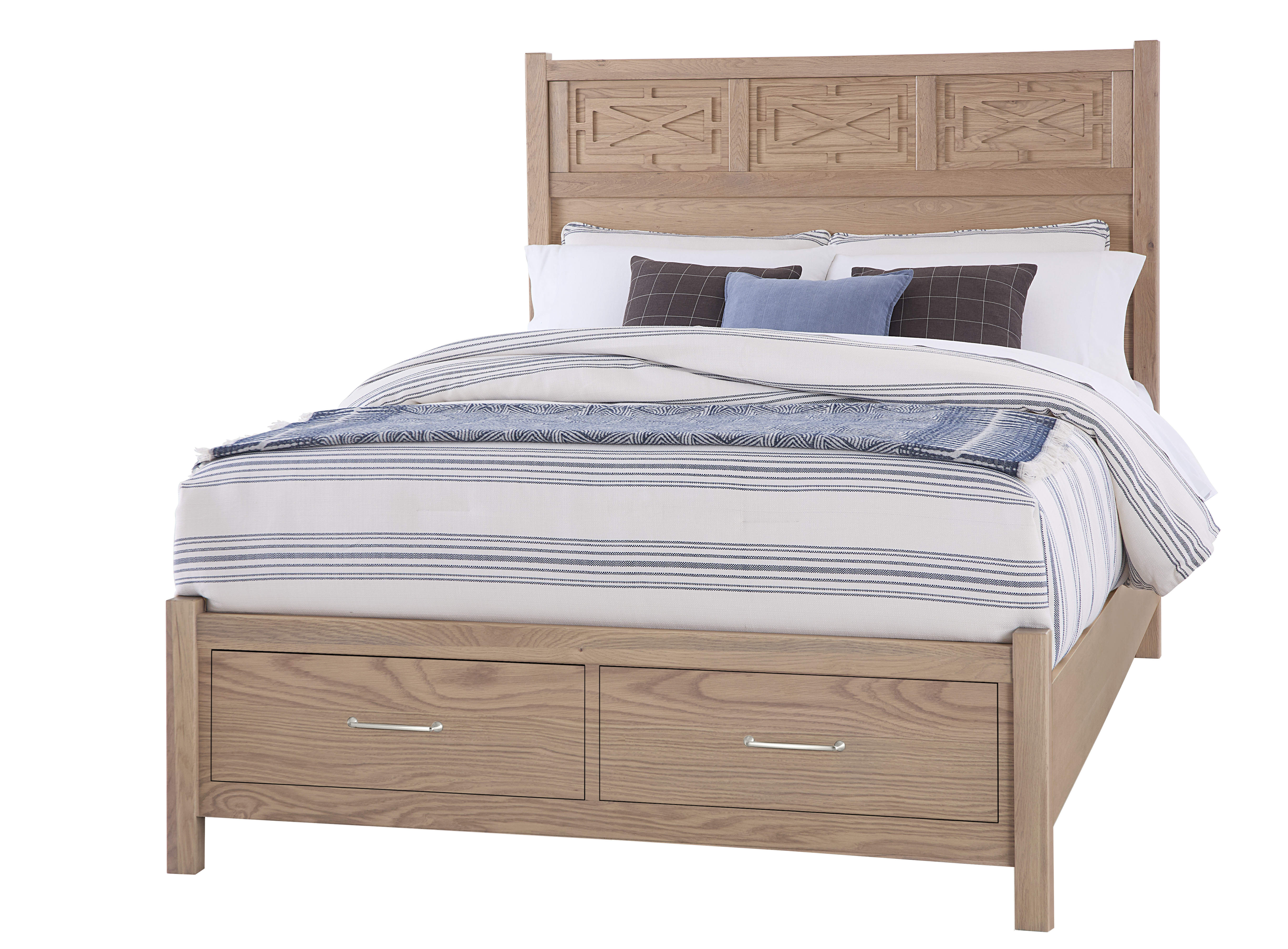 Vaughan-Bassett Queen Fretwork Bed With Storage Footboard