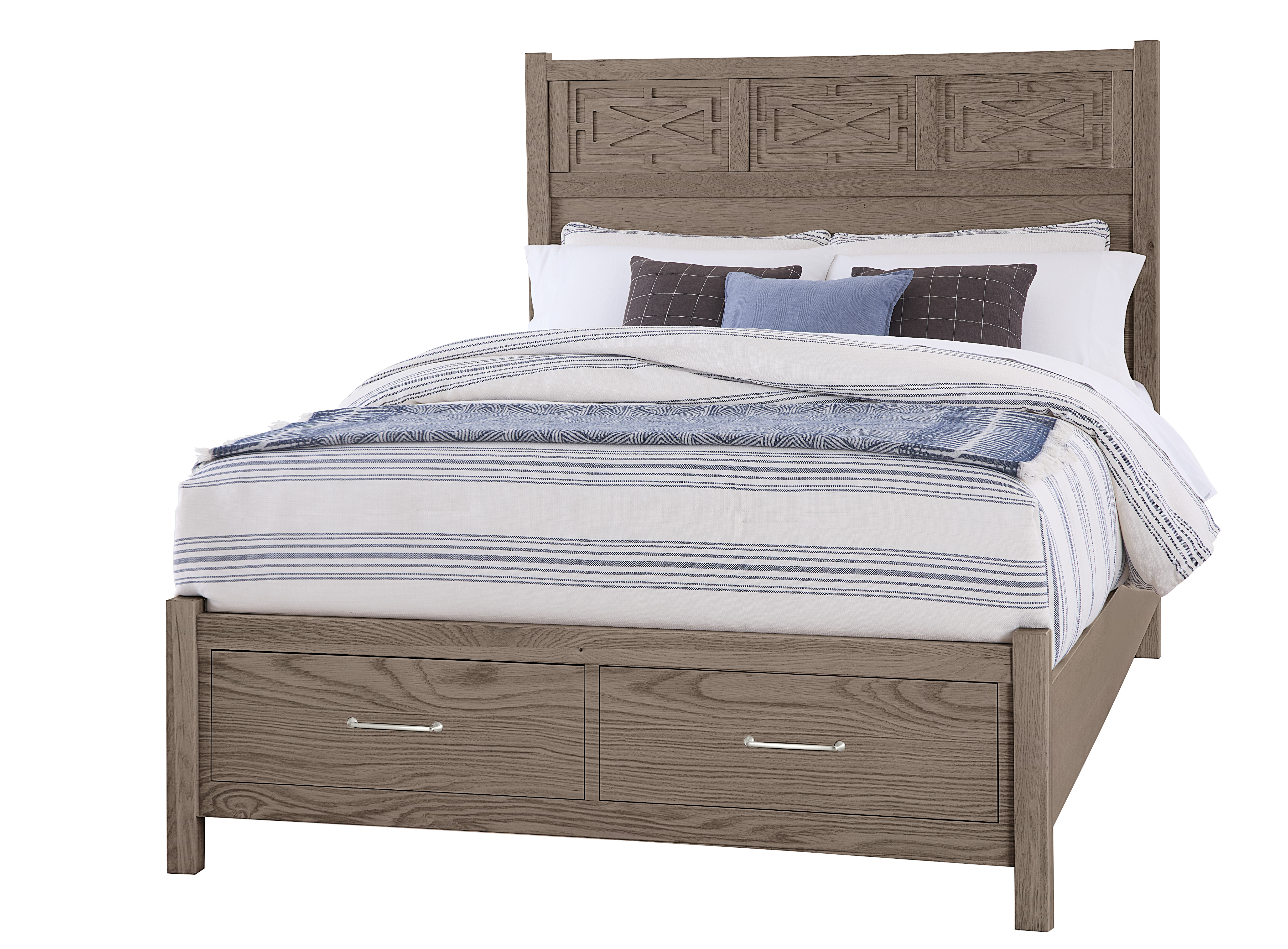 Vaughan-Bassett Queen Fretwork Bed With Storage Footboard