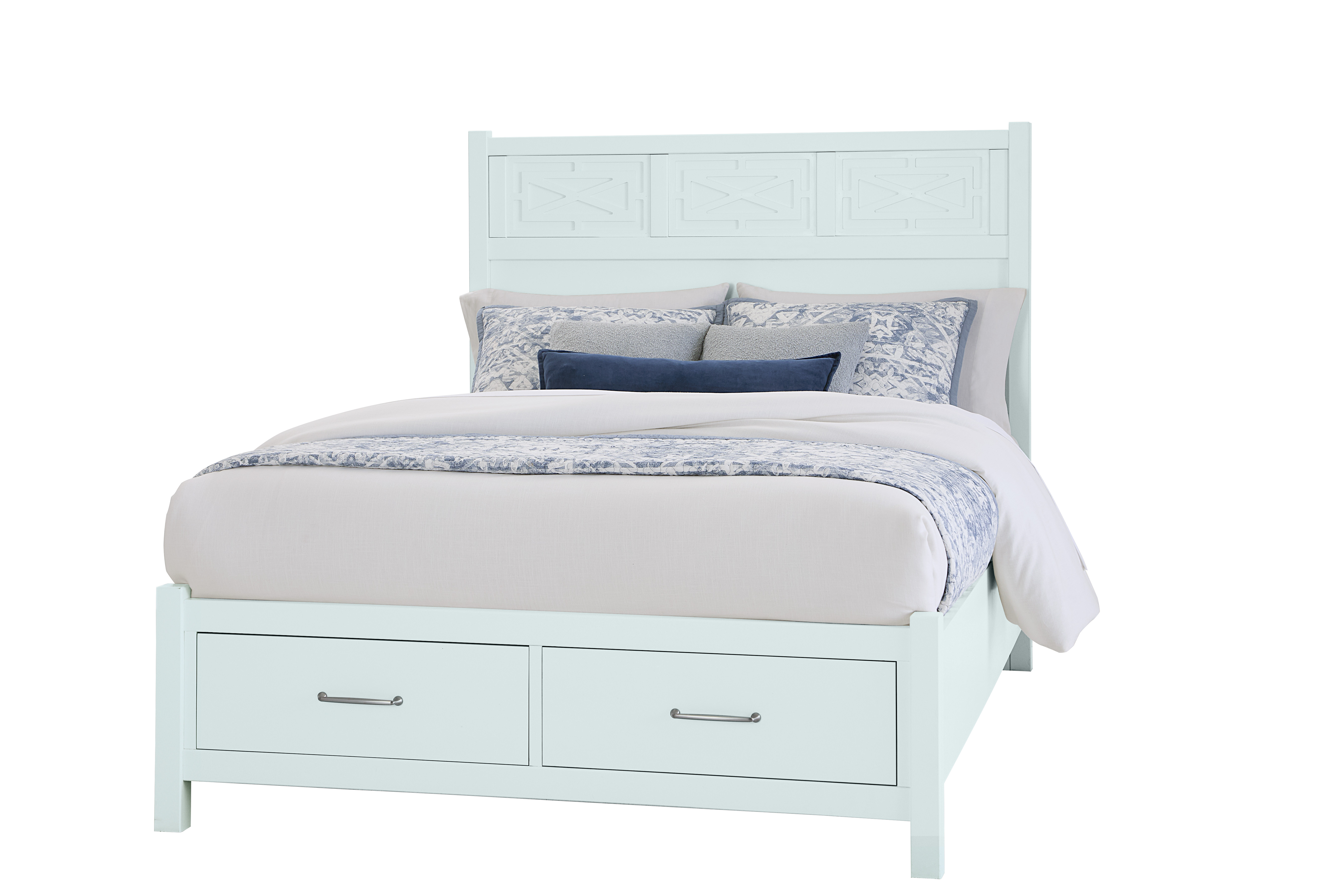 Vaughan-Bassett Queen Fretwork Bed With Storage Footboard