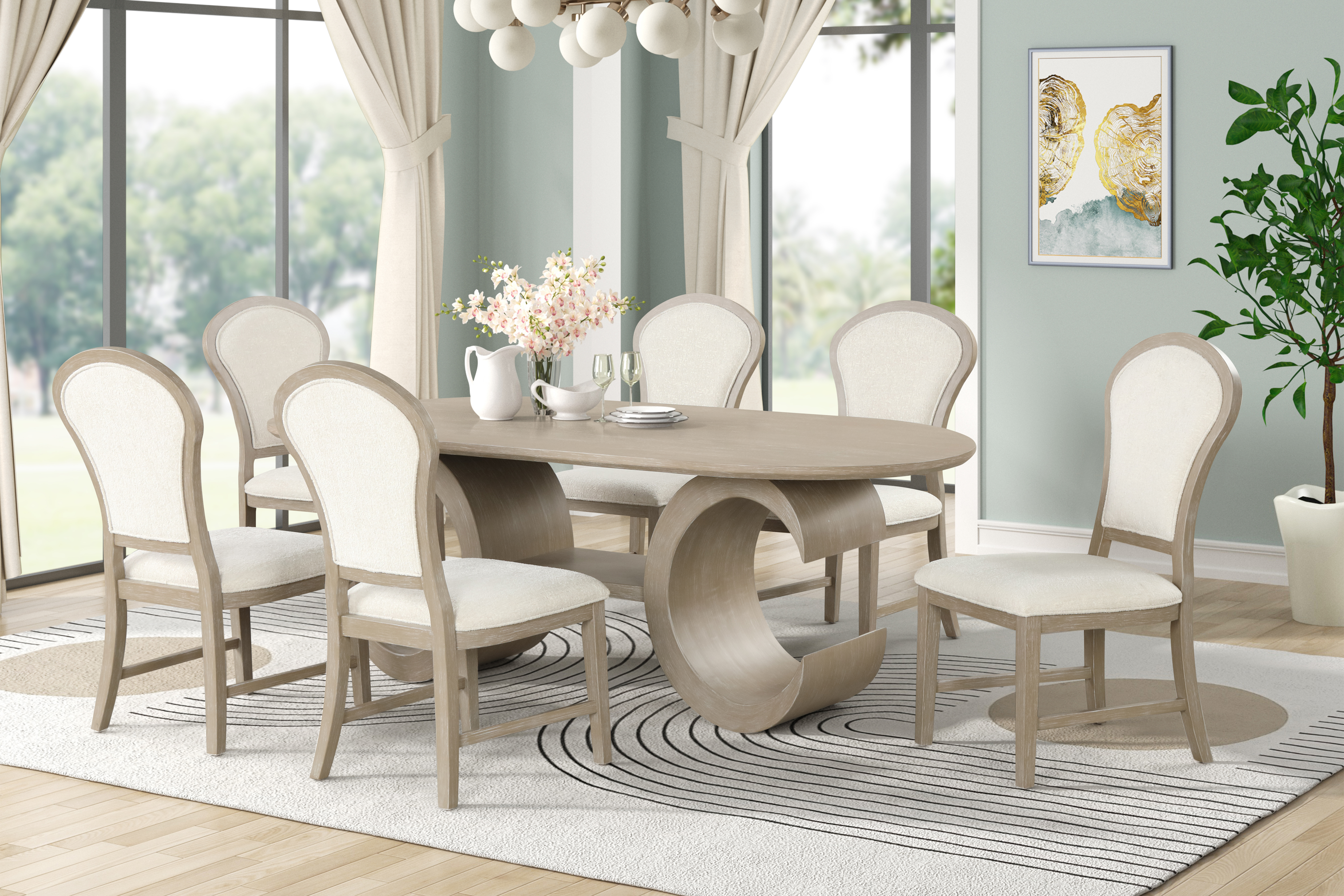 New Classic Home Furnishings Gwendolyn Round Dining Table Base-Cerused Taupe