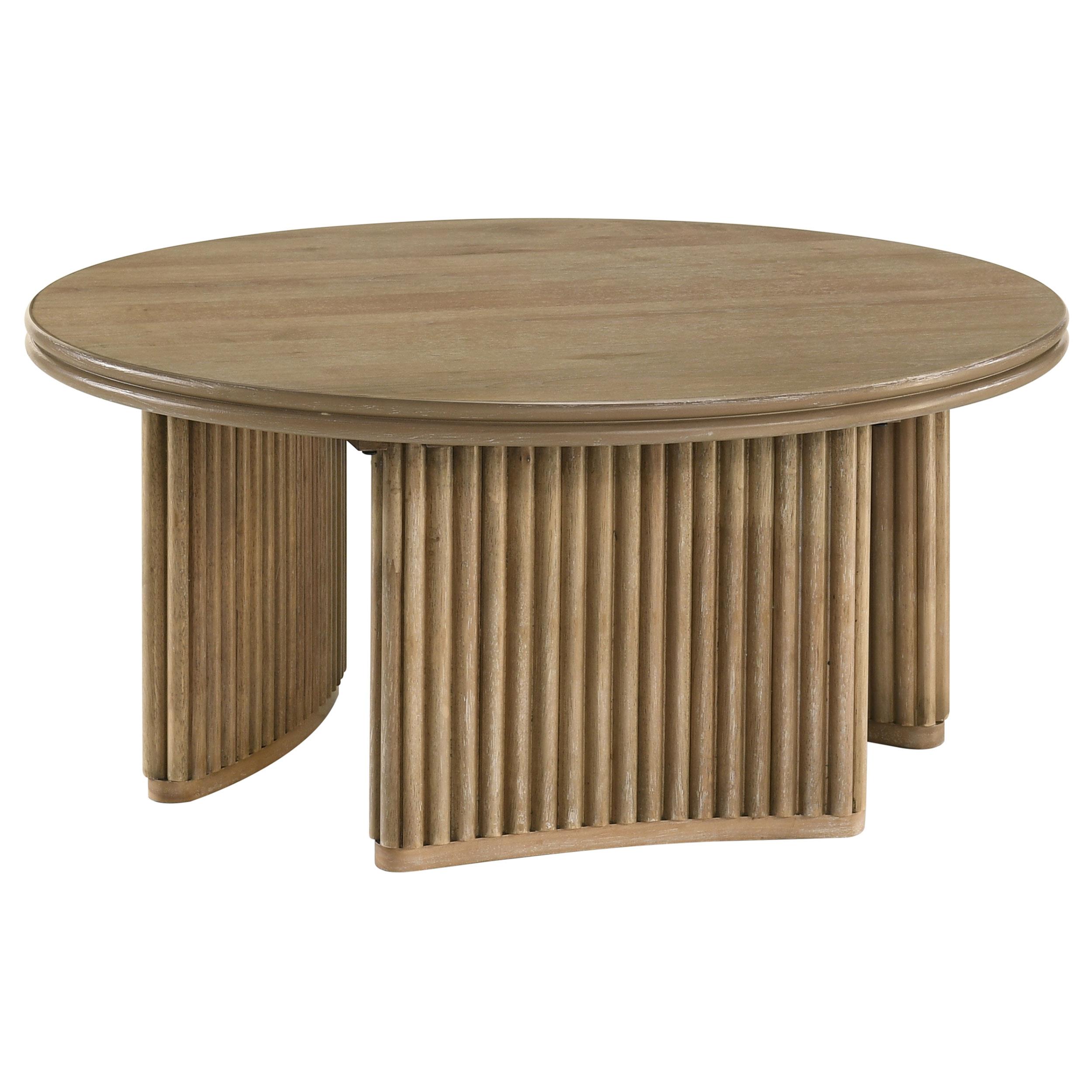 Coaster Adina 36-inch Round Wood Coffee Table Distressed Light Brown