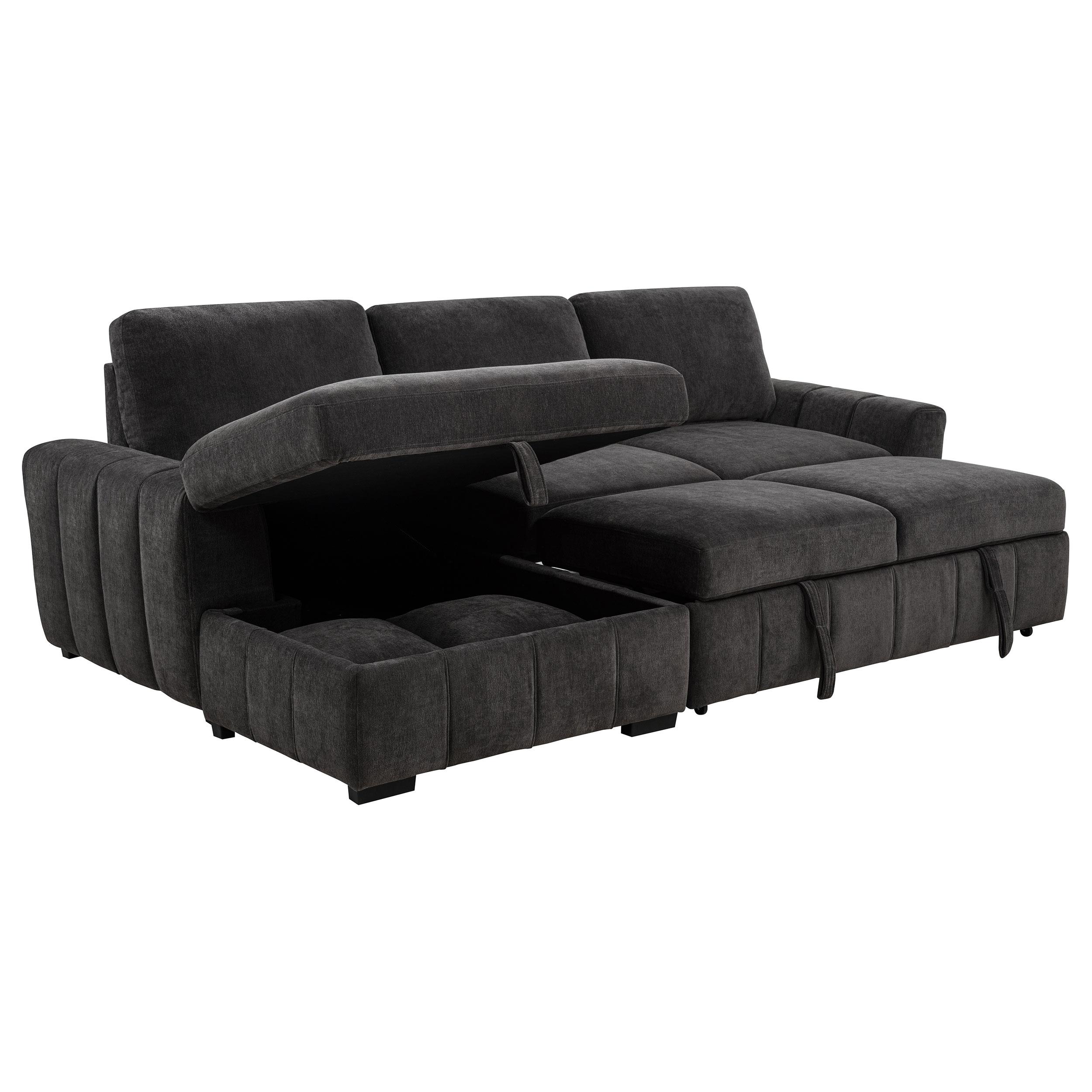Coaster Pastrana Upholstered Sleeper Sectional Sofa LAF Chaise Grey