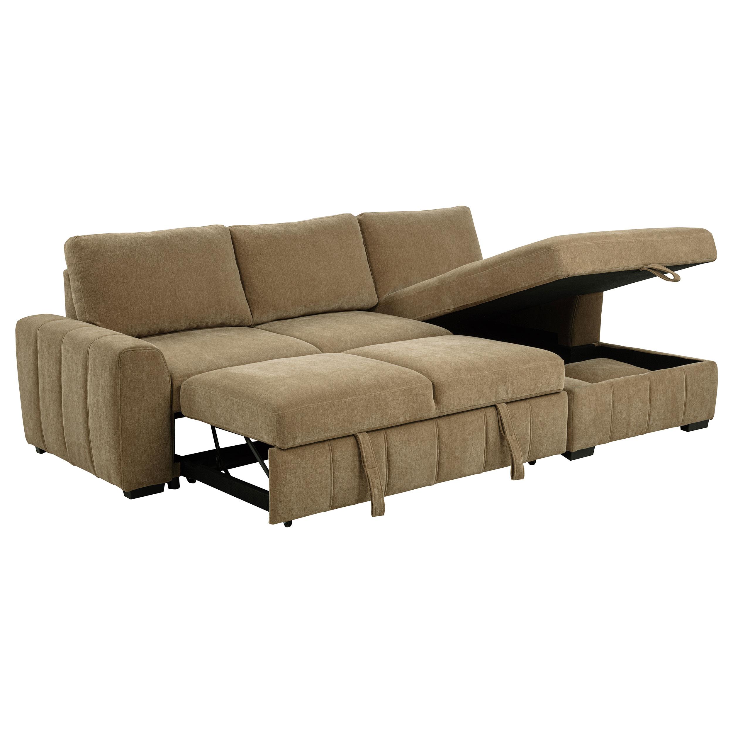 Coaster Pastrana Upholstered Sleeper Sectional Sofa RAF Chaise Camel