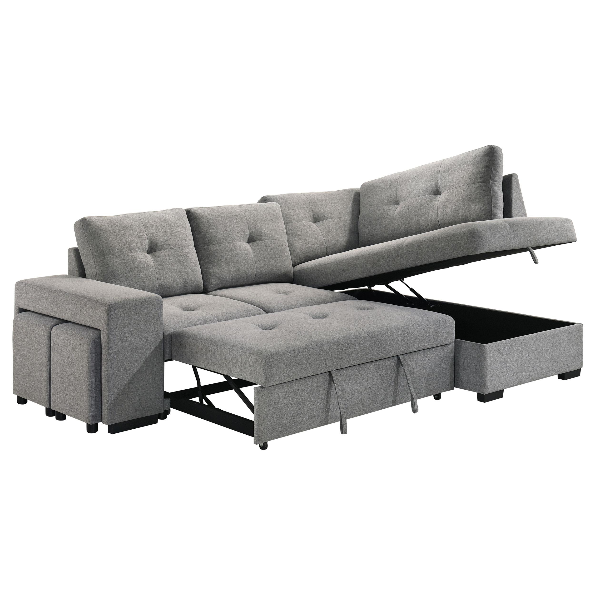 Coaster Roanne Fabric Upholstered Sleeper Sectional Sofa Grey