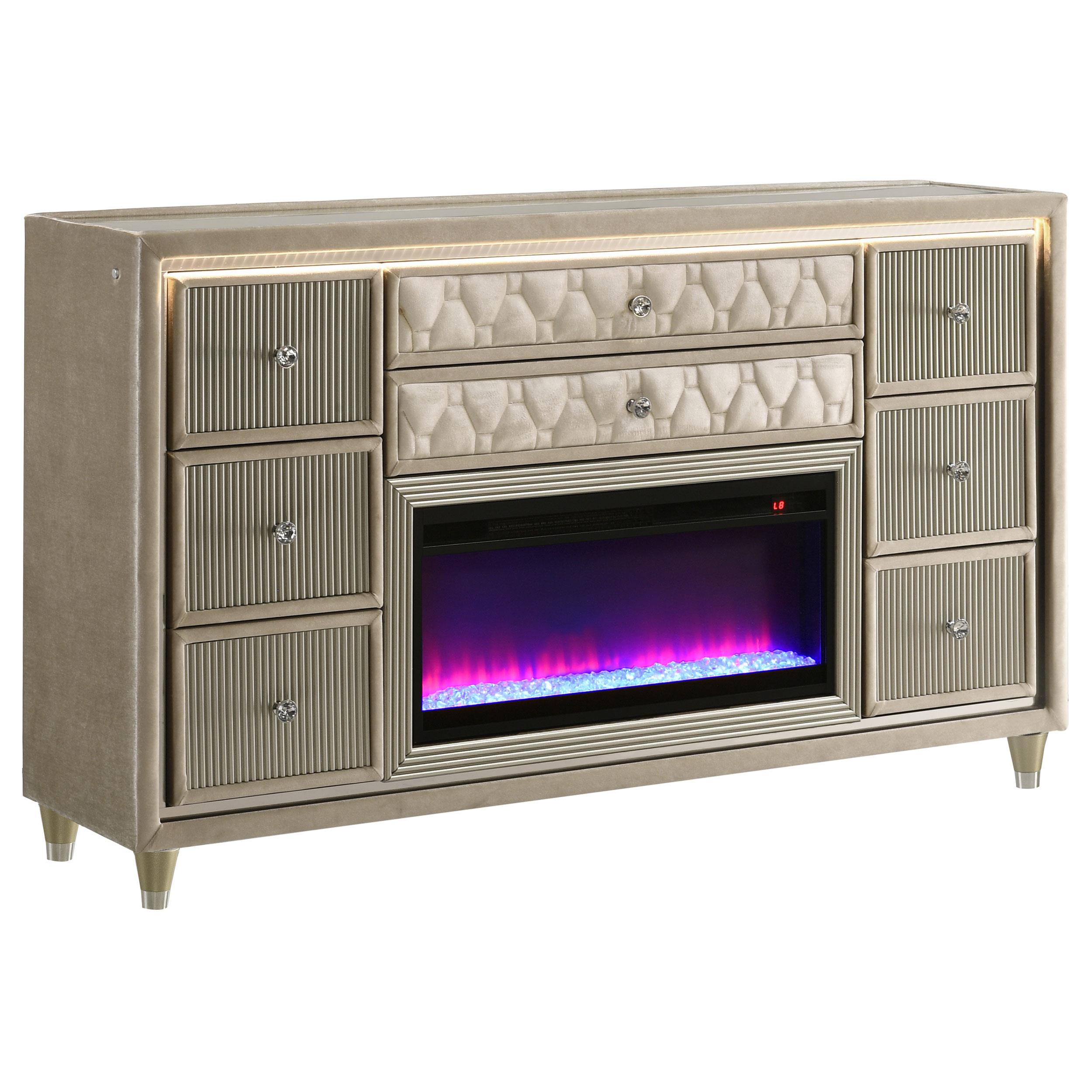 led dresser 47" Wooden 6-Drawer LED Dresser with Charging StationHomary