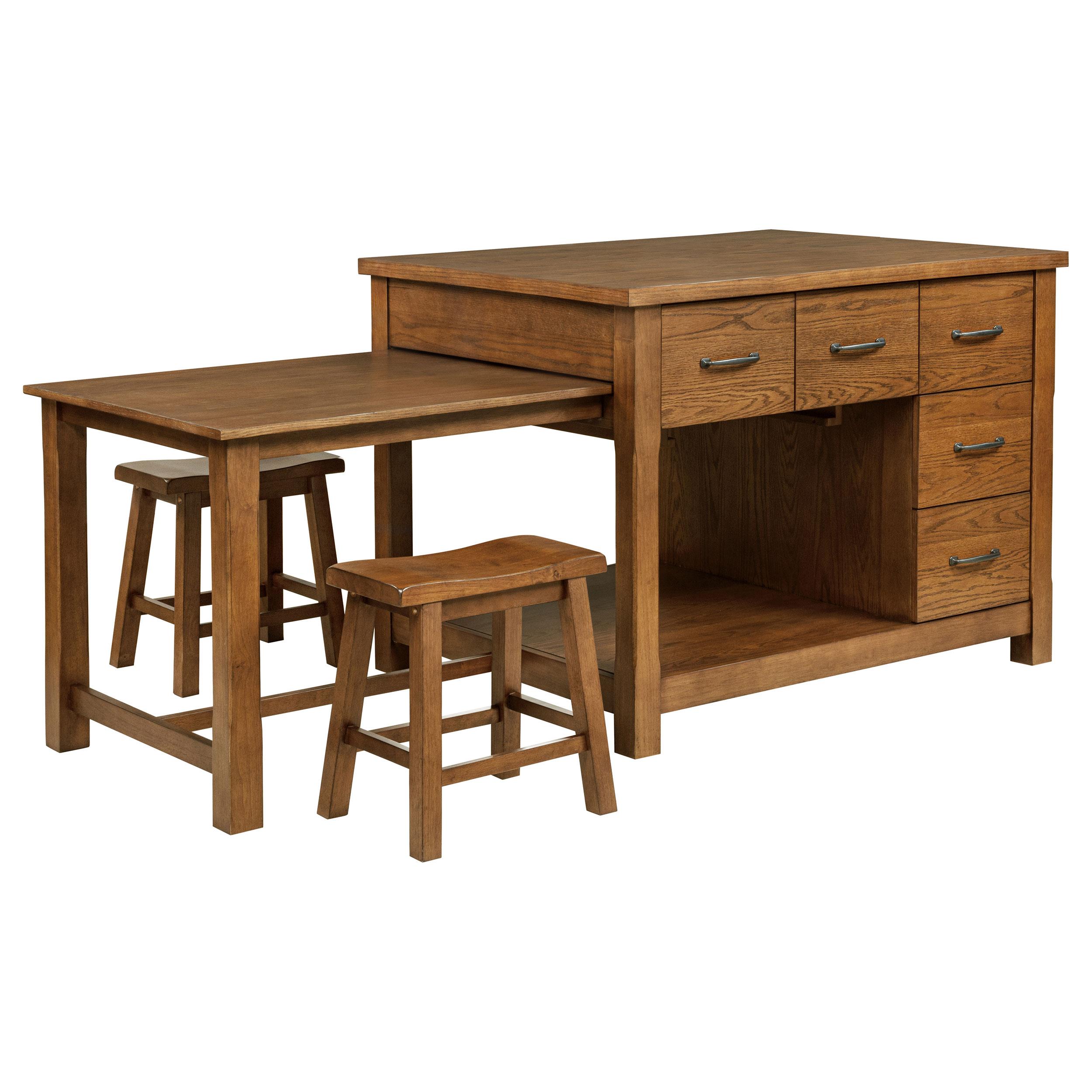 Coaster Mayfair 3-piece Kitchen Island with Extension Table Dark Oak