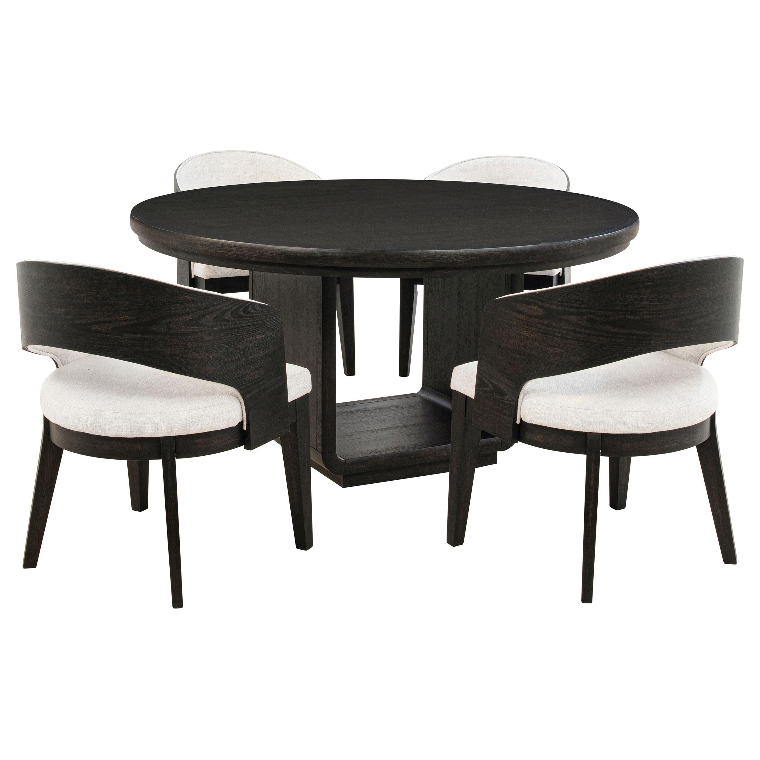 Coaster Leandro 5-piece Round Dining Table Set Burnished Black