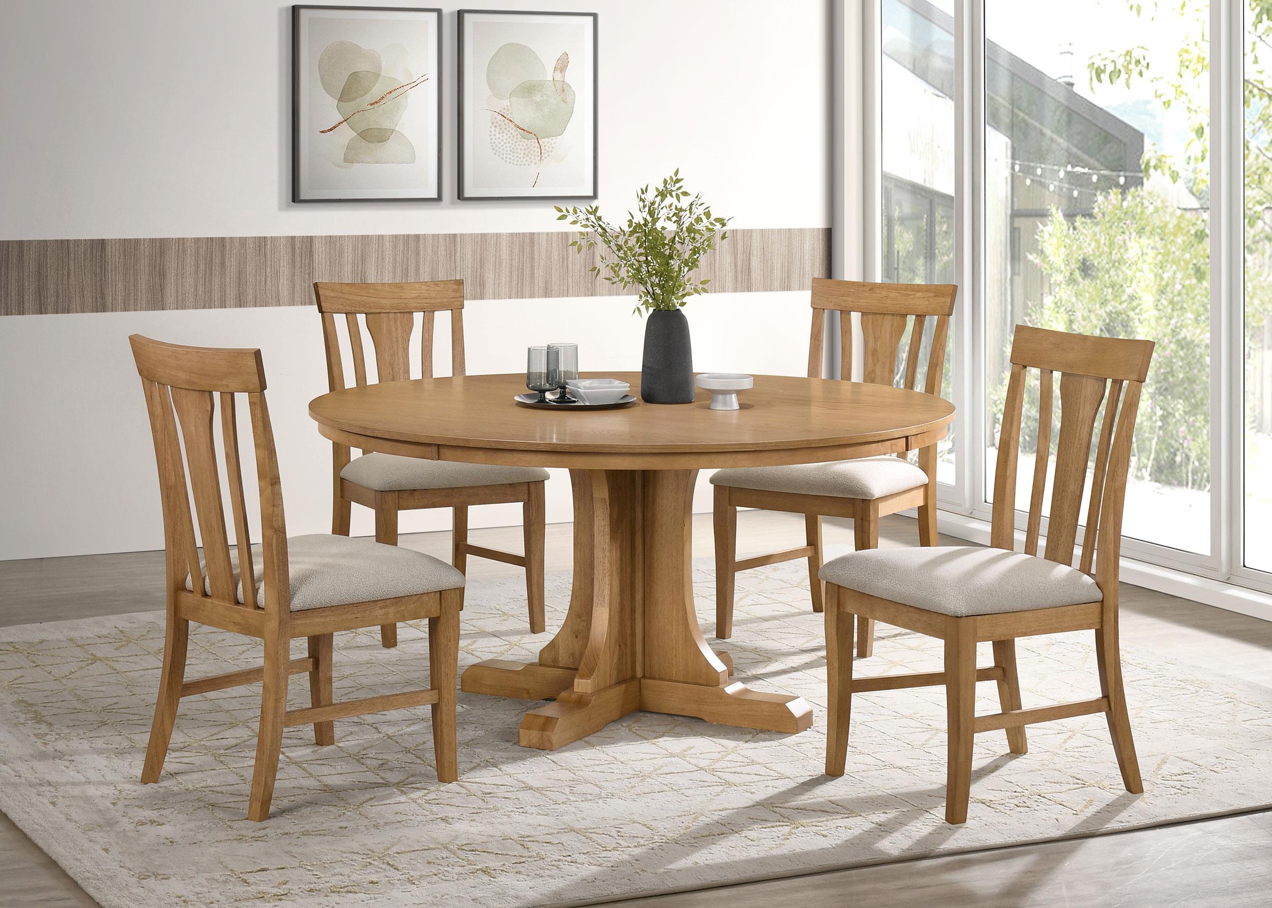 Coaster Hartville 5-piece Round Dining Table Set Natural Light Brown