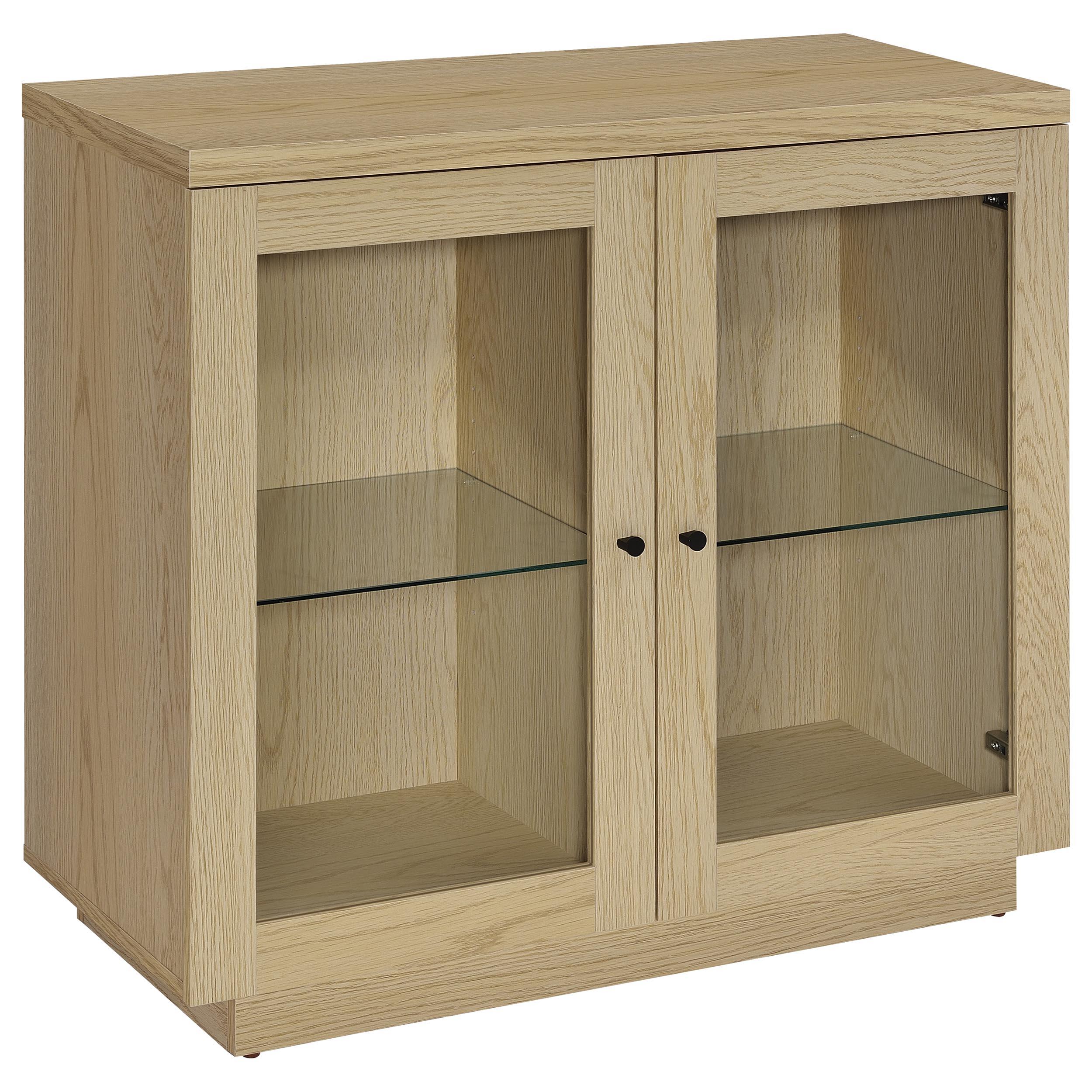 Coaster Tilbury 2-door Glass Front Accent Display Cabinet Light Oak