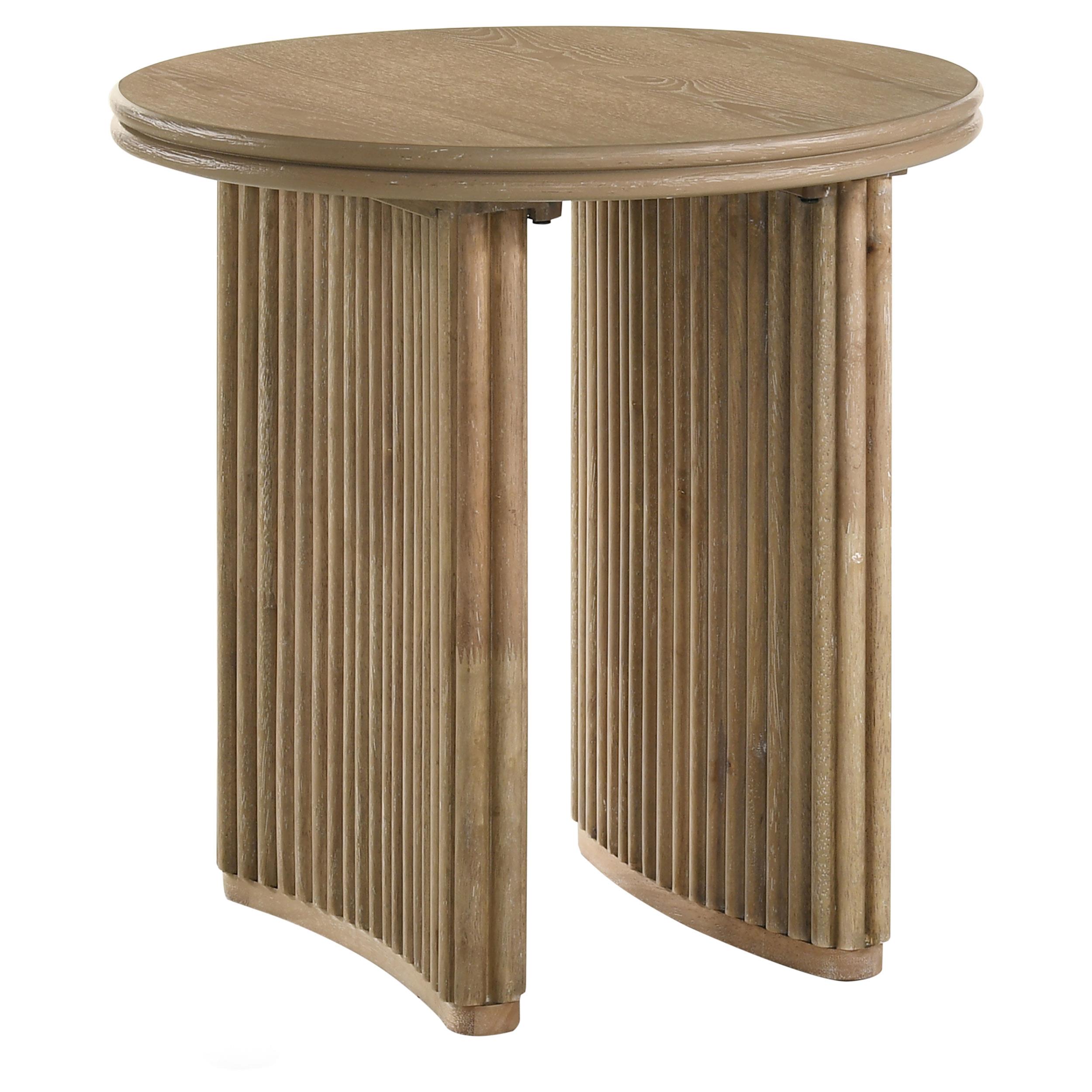 Coaster Adina Round Wood Side End Table Distressed Light Brown