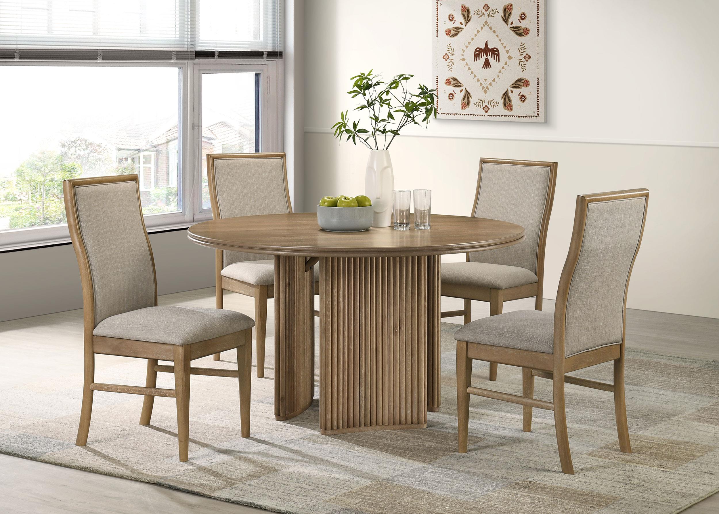 Coaster Adina 5-piece Round Dining Table Set Distressed Light Brown