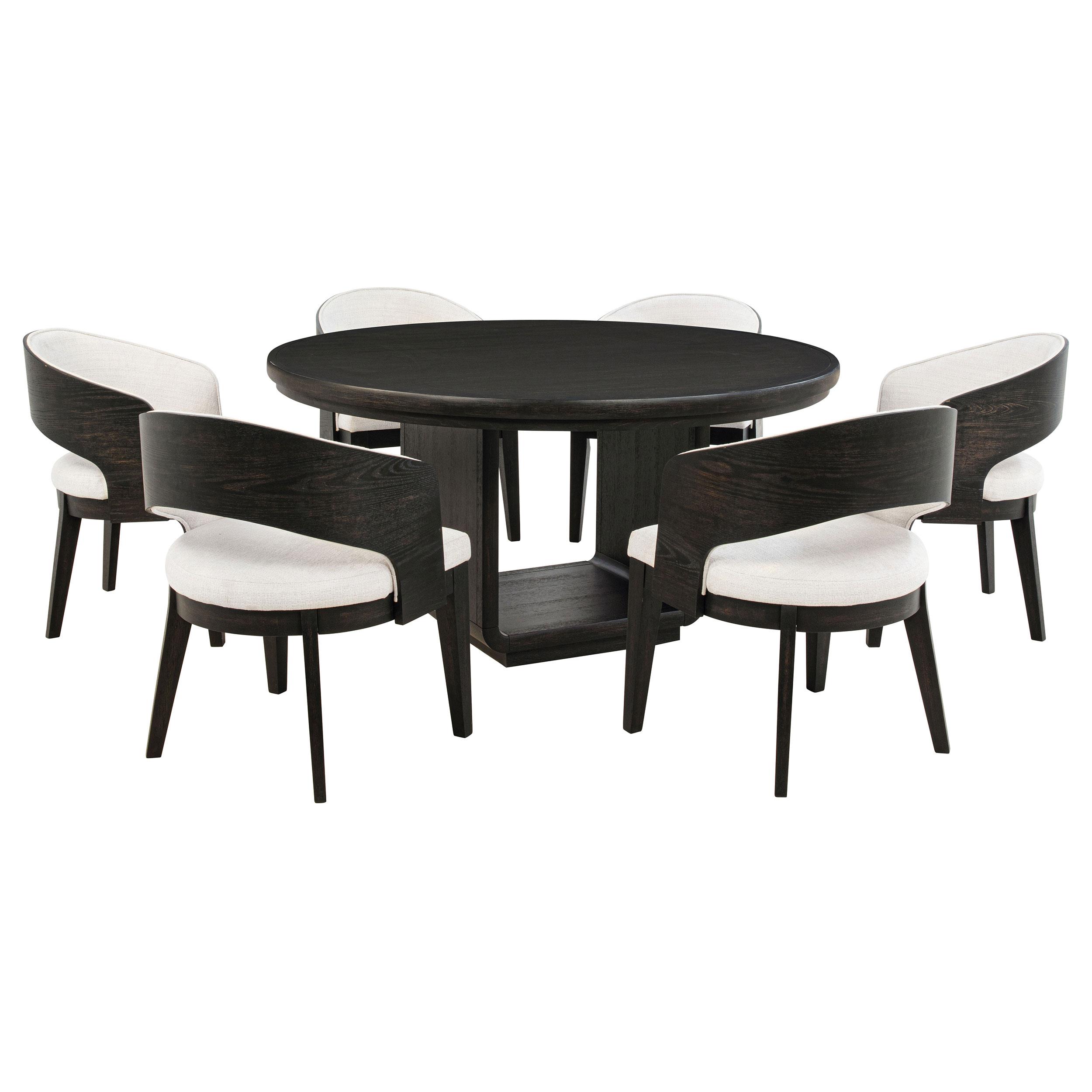 Coaster Leandro 7-piece Round Dining Table Set Burnished Black