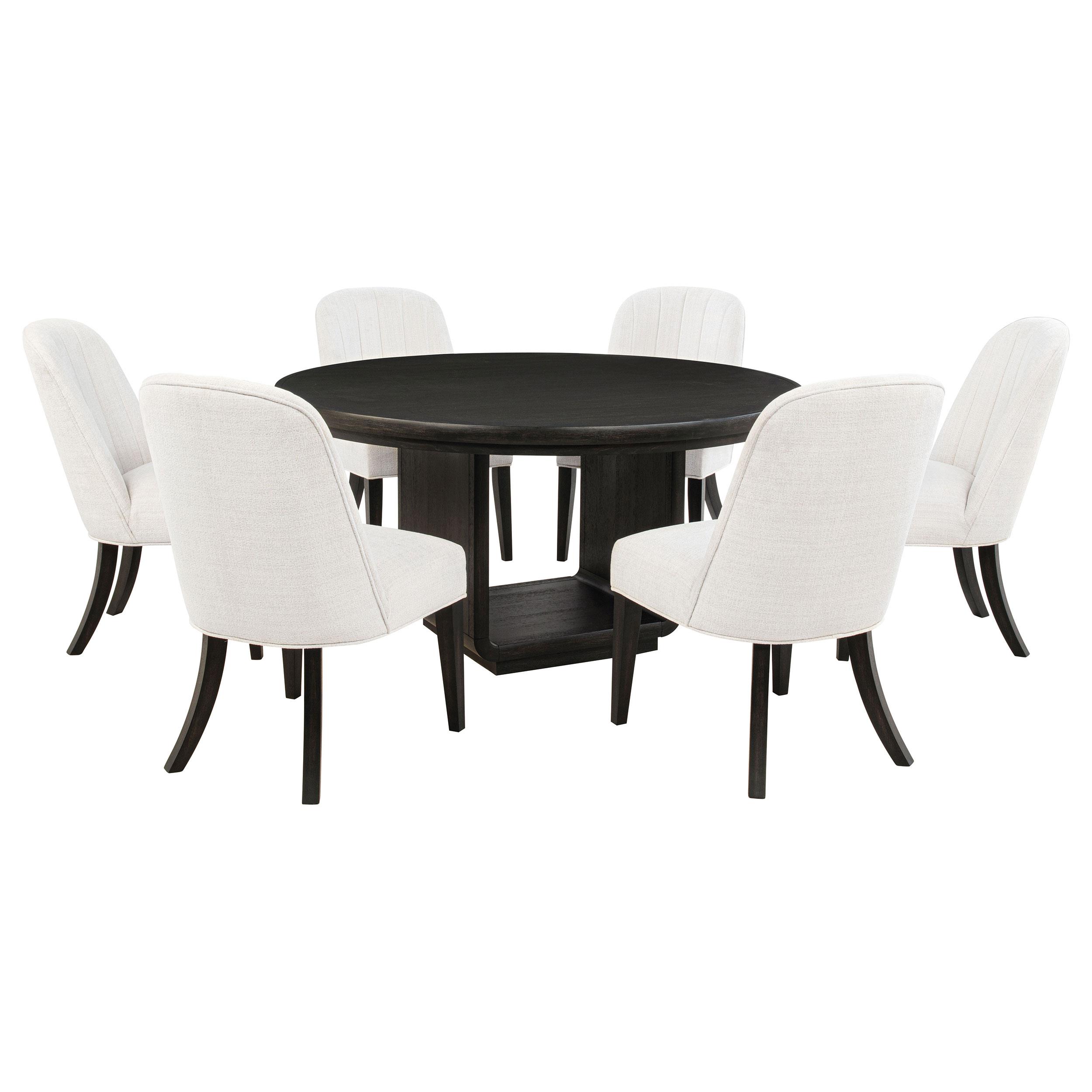 Coaster Leandro 7-piece Round Dining Table Set Burnished Black