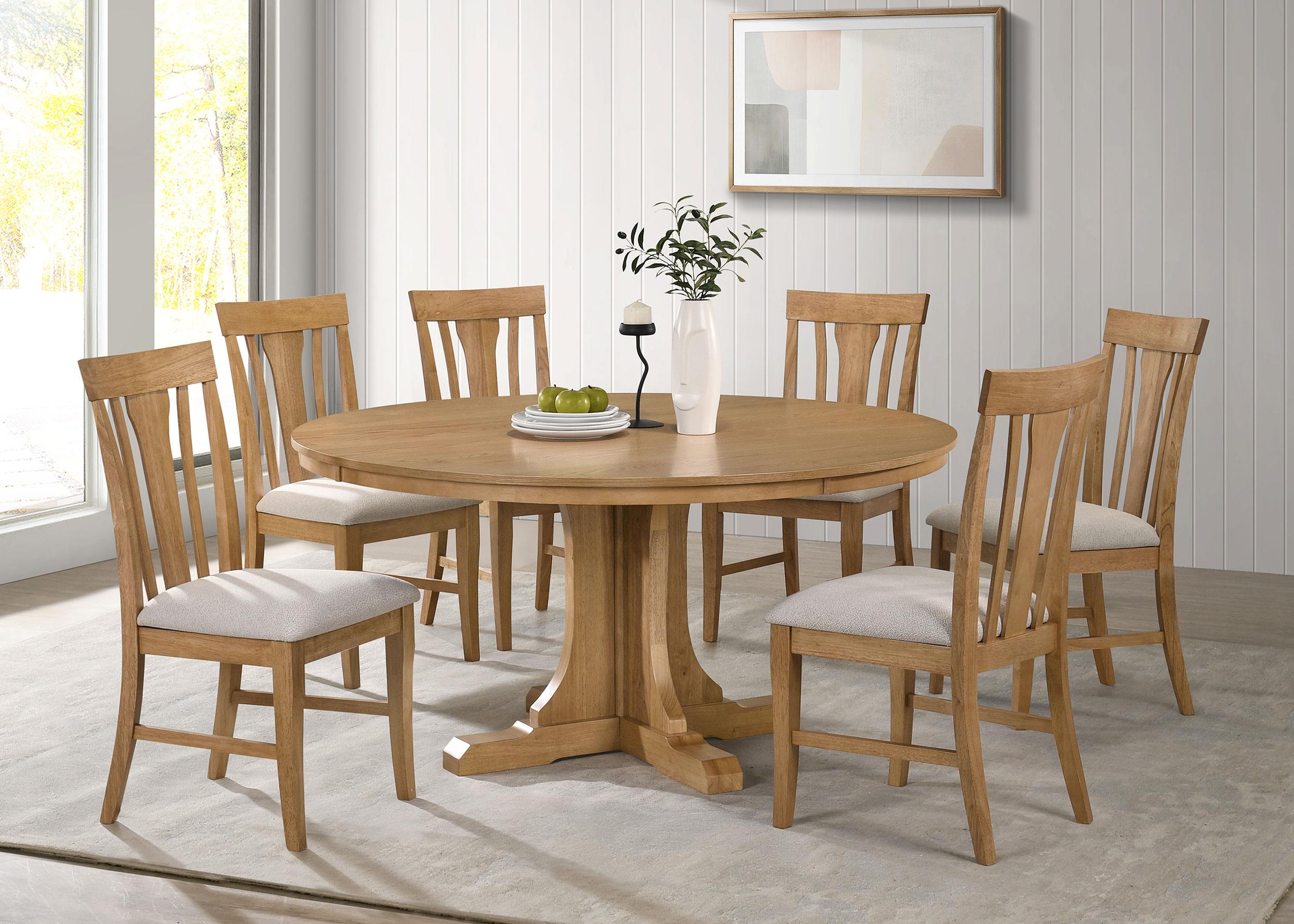 Coaster Hartville 7-piece Round Dining Table Set Natural Light Brown