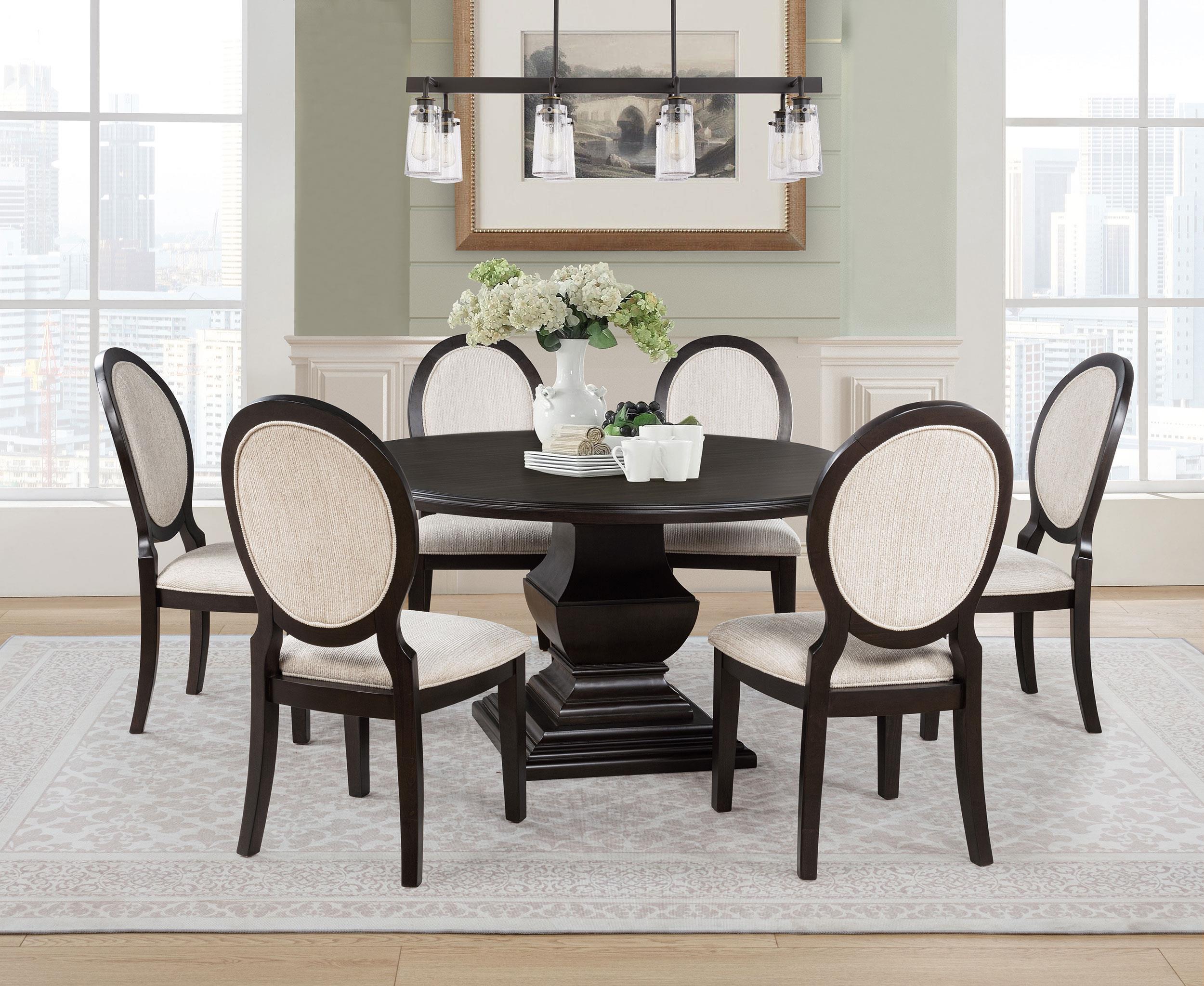 Coaster Twyla 7-piece Round Wood Dining Room Table Set Dark Cocoa