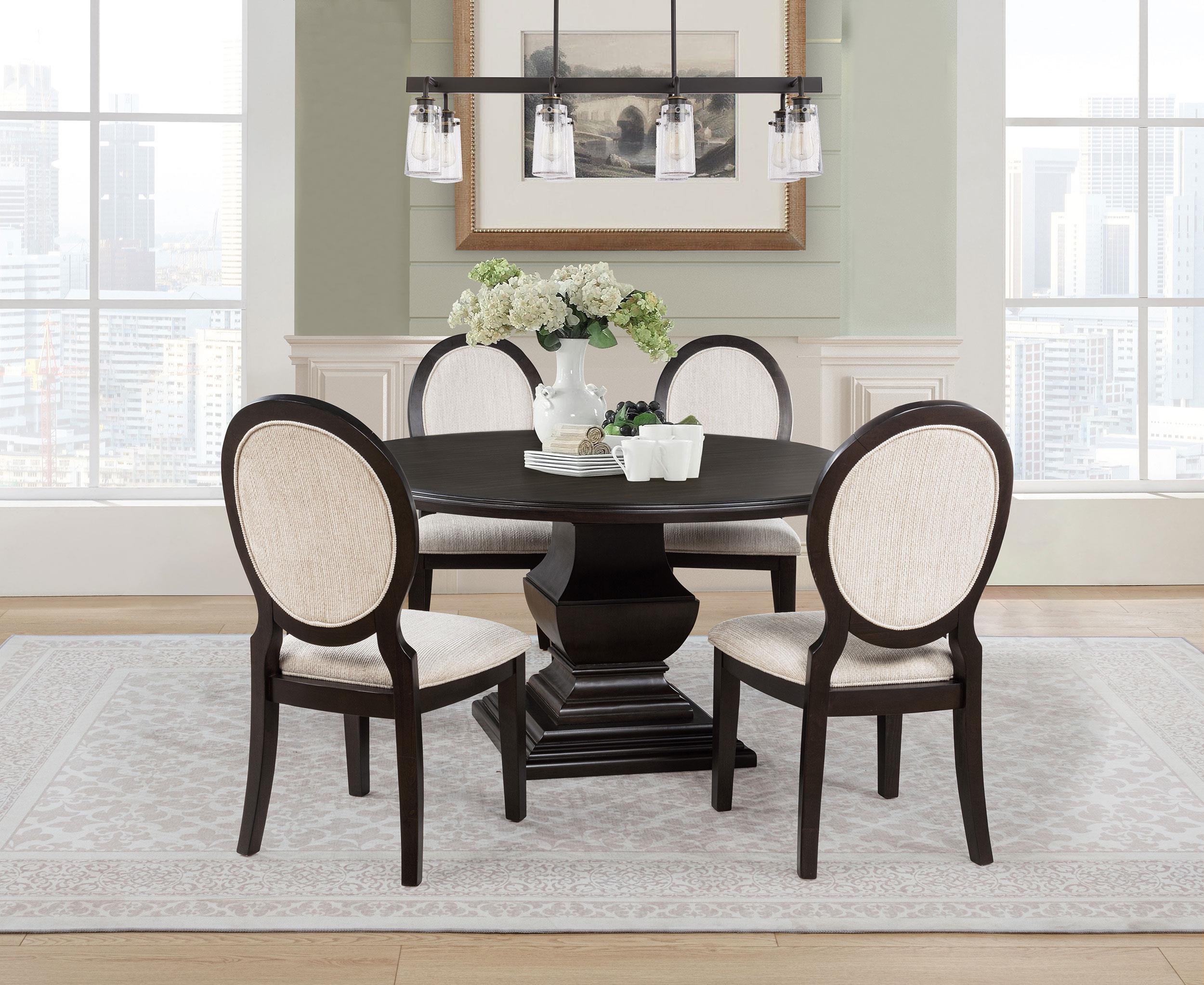 Coaster Twyla 5-piece Round Wood Dining Room Table Set Dark Cocoa