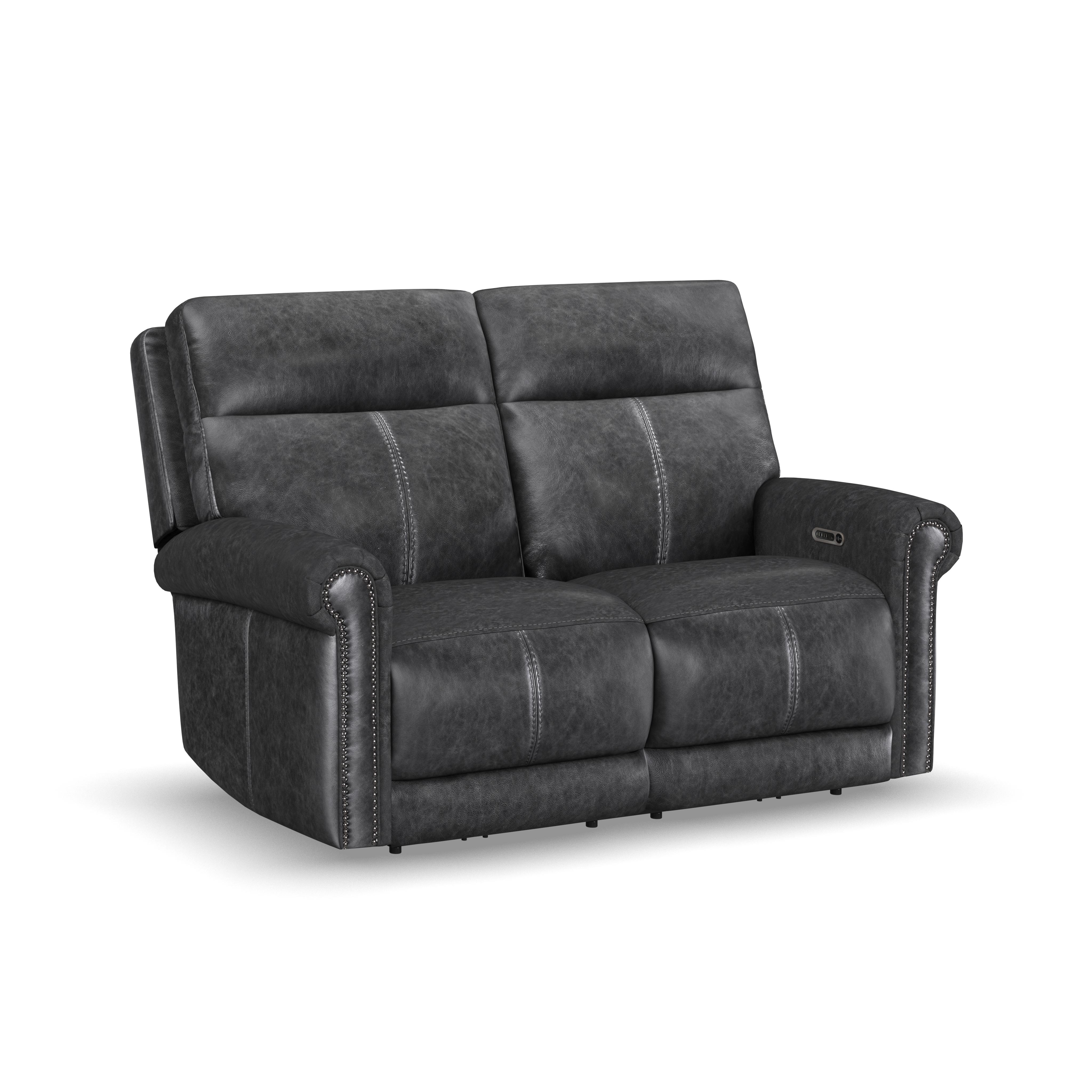 Flexsteel Alexander Power Reclining Loveseat with Power Headrest & Lumbar