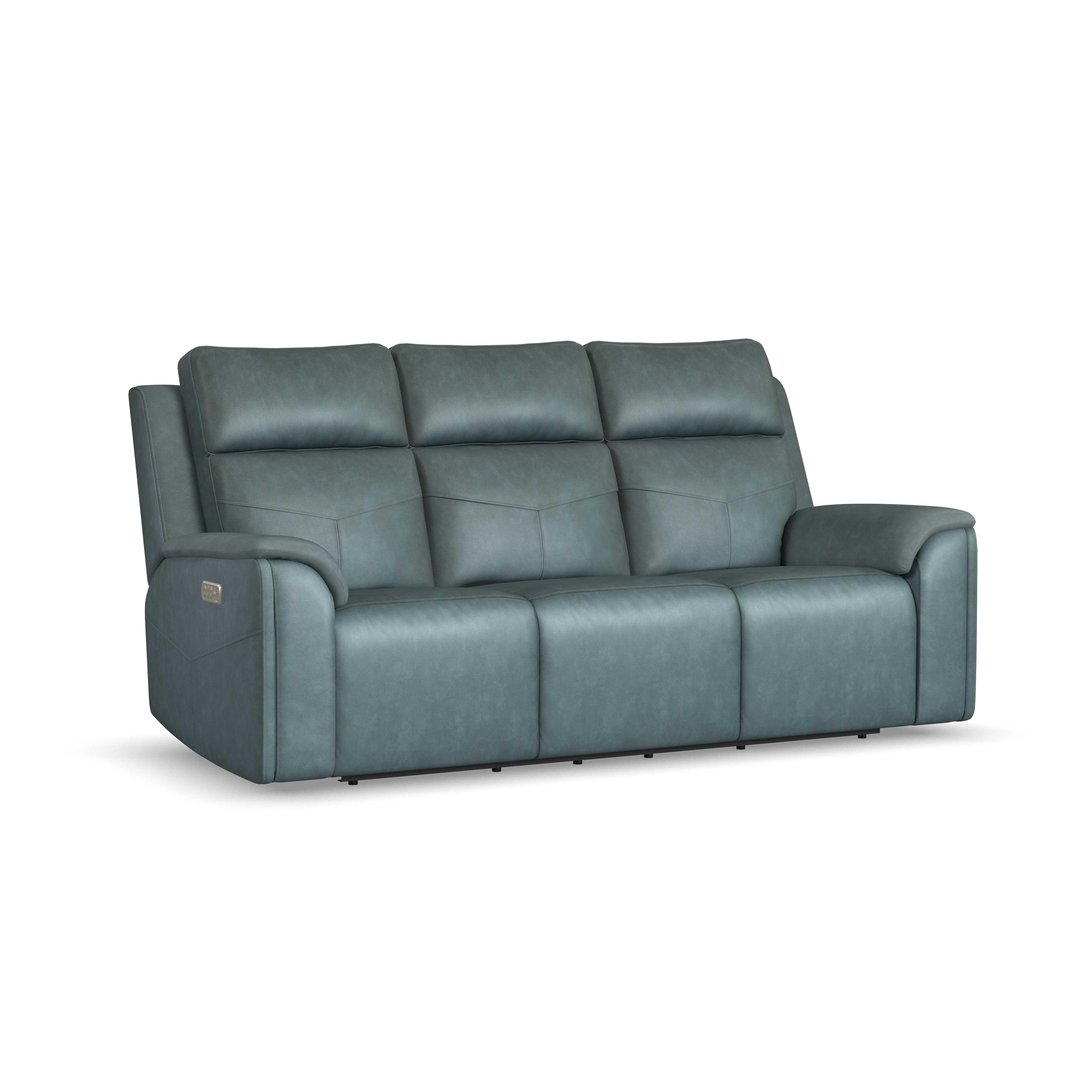 Flexsteel Vernon Power Reclining Sofa with Console, Power Headrest, Lumbar, Heat & Massage