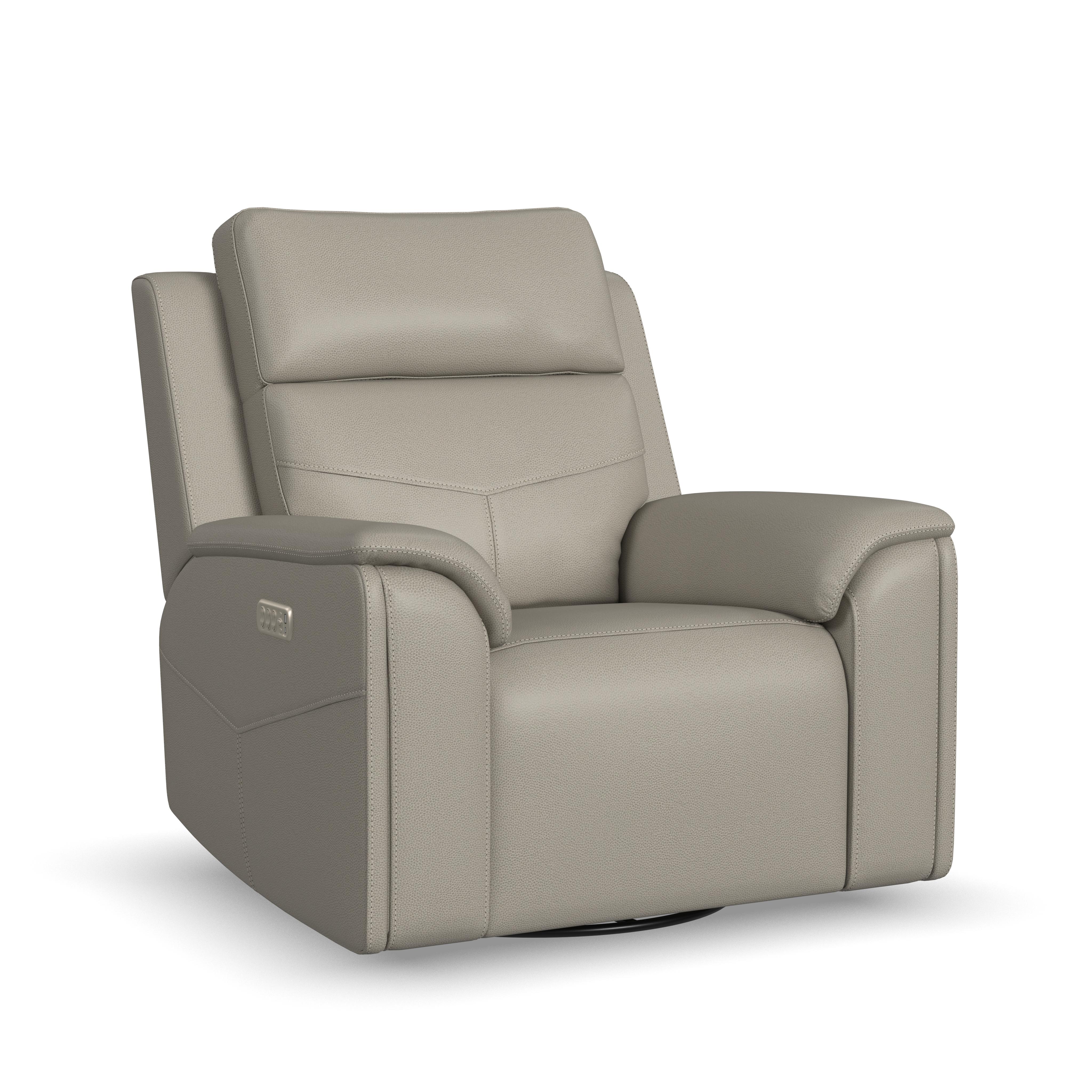 Flexsteel Vernon Power Swivel Gliding Recliner with Power Headrest, Lumbar, Heat & Massage
