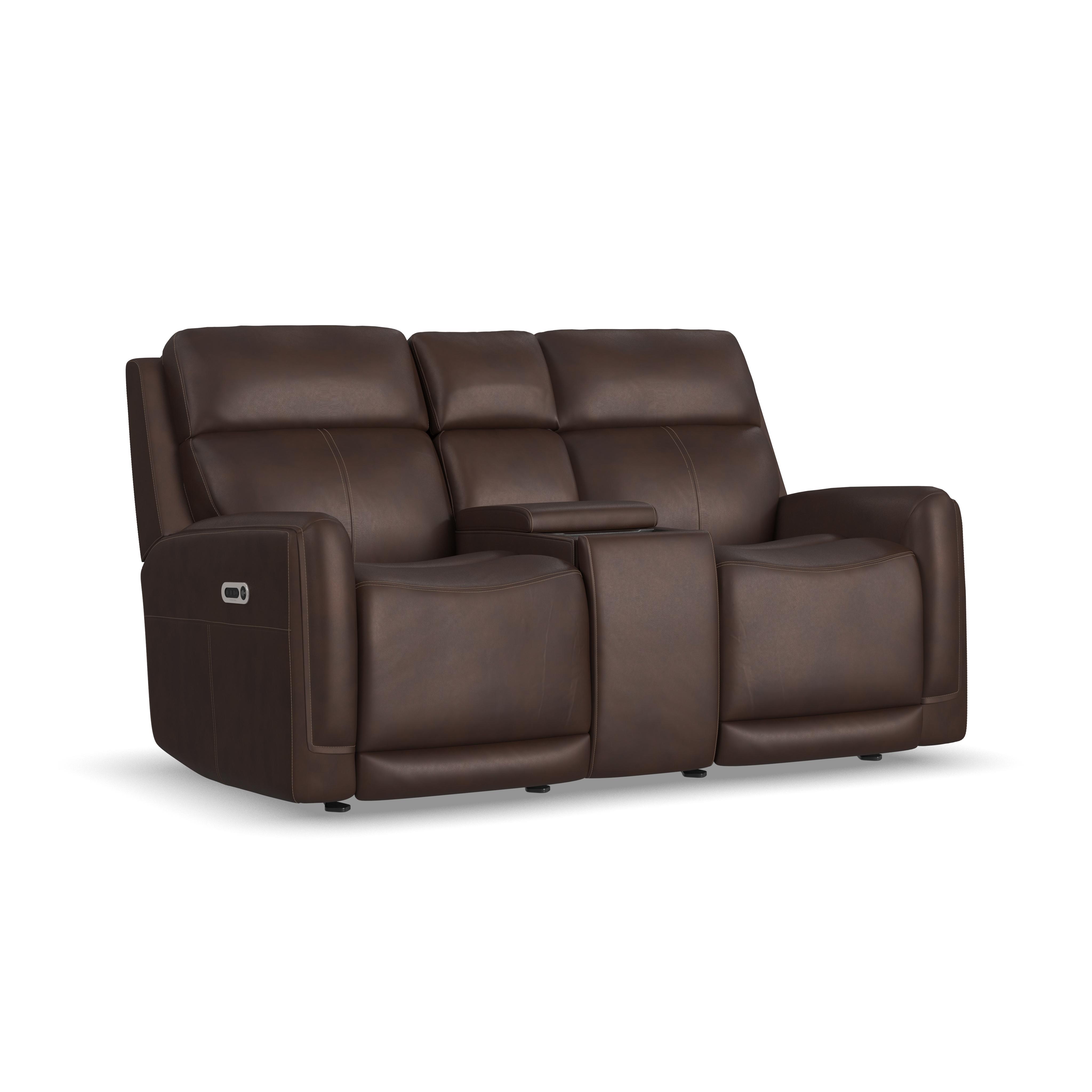 Flexsteel Alister Power Gliding Loveseat with Console, Power Headrests & Lumbar