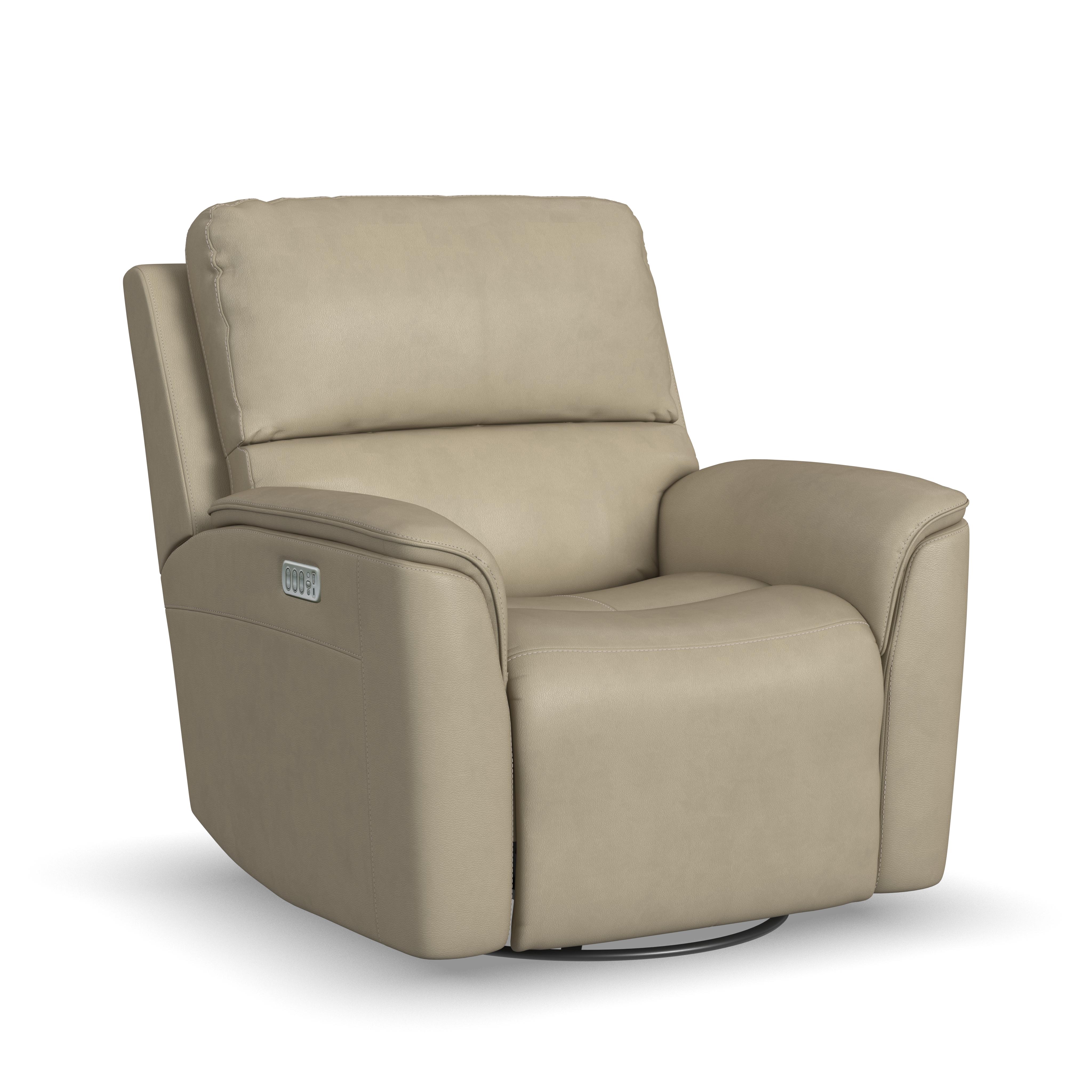 Flexsteel Henry Power Swivel Gliding Recliner with Power Headrest, Lumbar, Heat & Massage