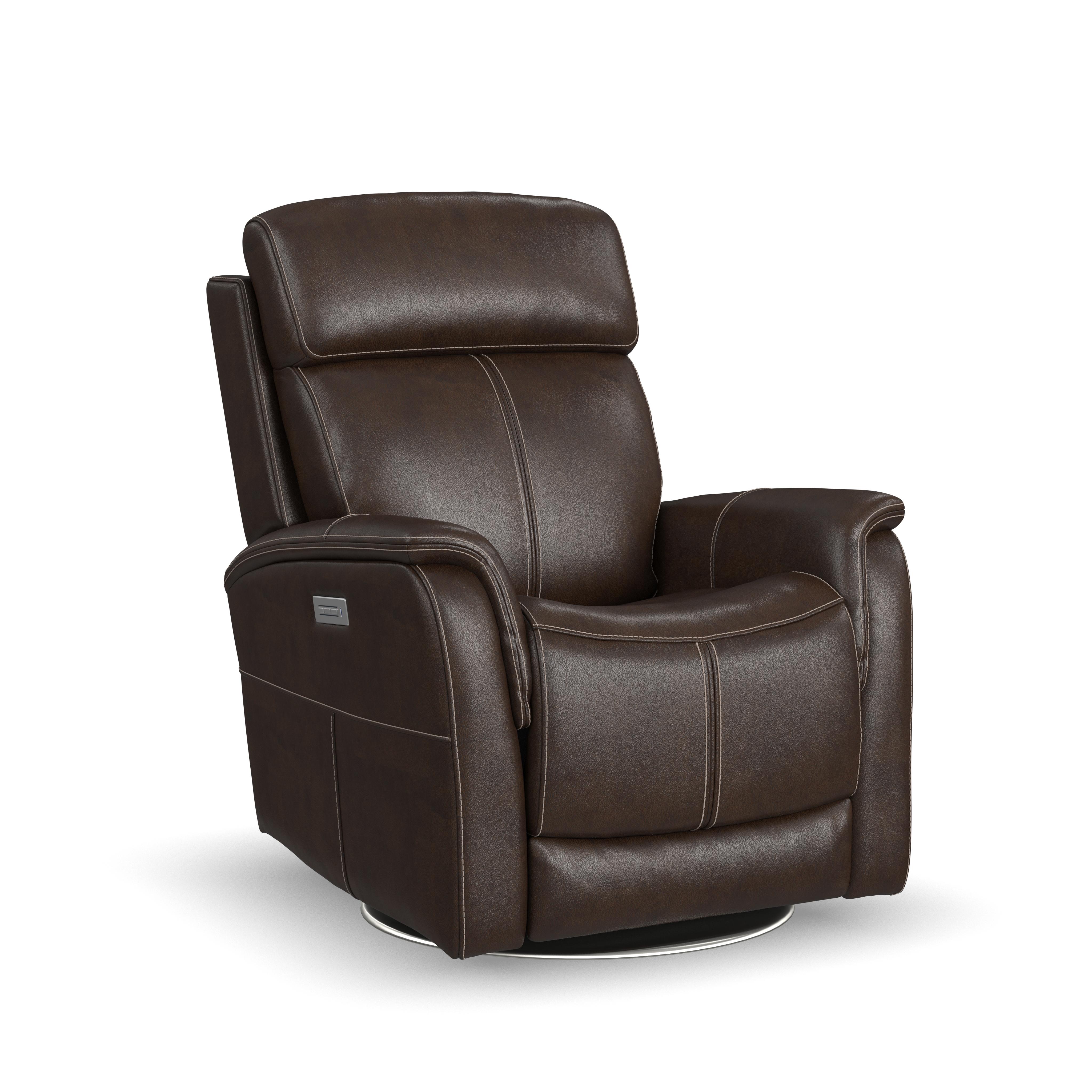 Flexsteel View Power Swivel Recliner with Power Headrest