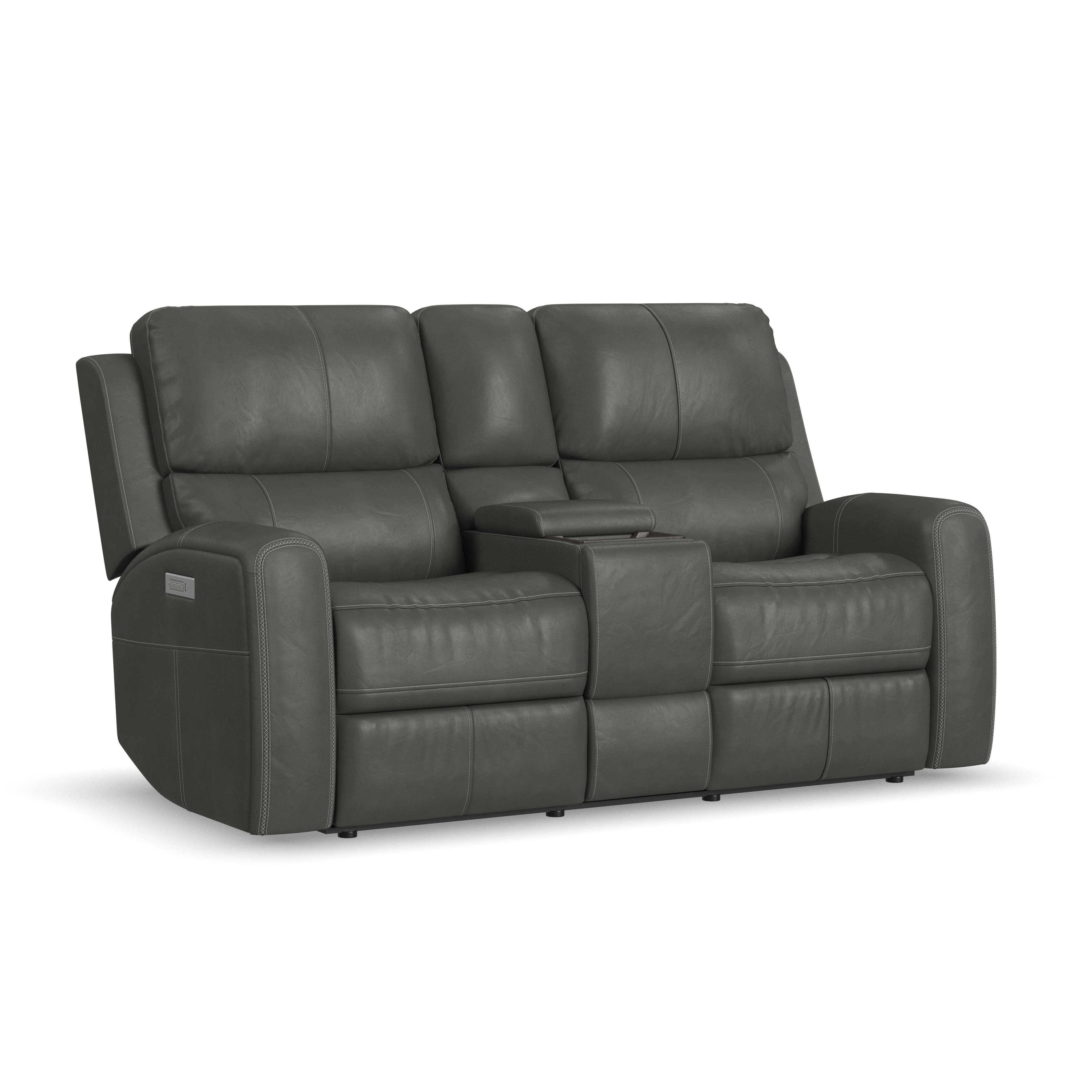 Flexsteel Linden Power Reclining Loveseat with Console & Power Headrests & Lumbar