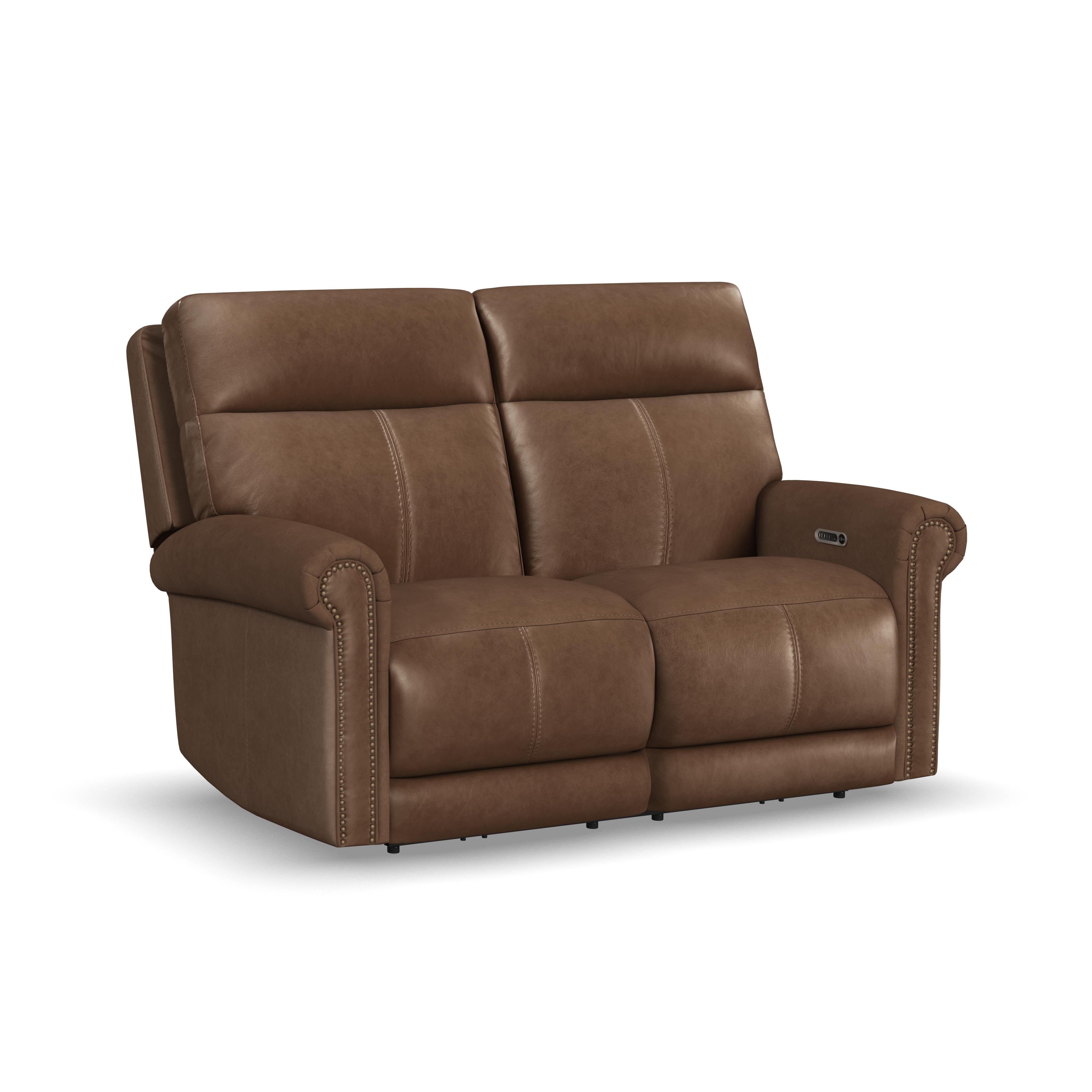 Flexsteel Alexander Power Reclining Loveseat with Power Headrest & Lumbar